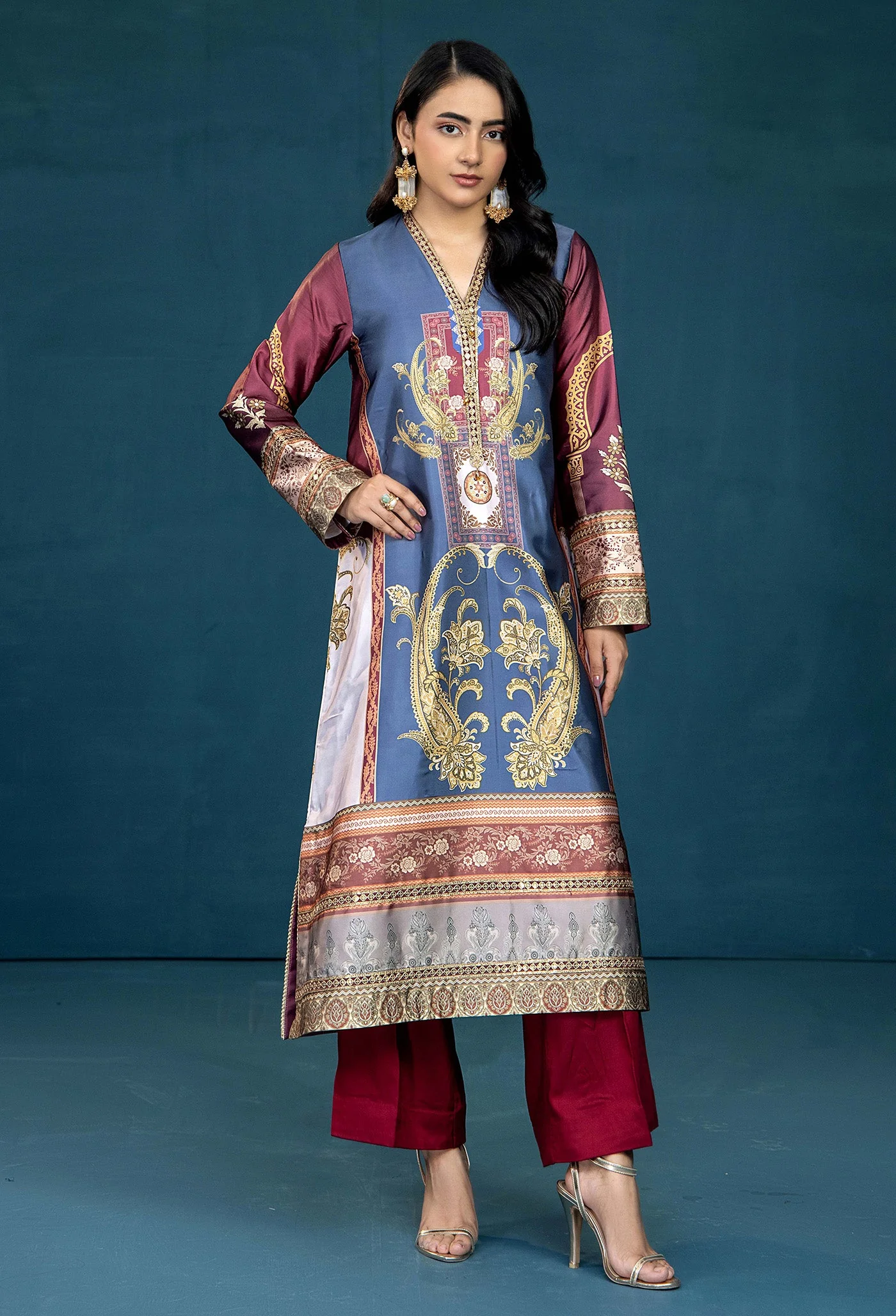 Adan Libas Silk Shirt-1Pc 7624 Silk Collection 2025