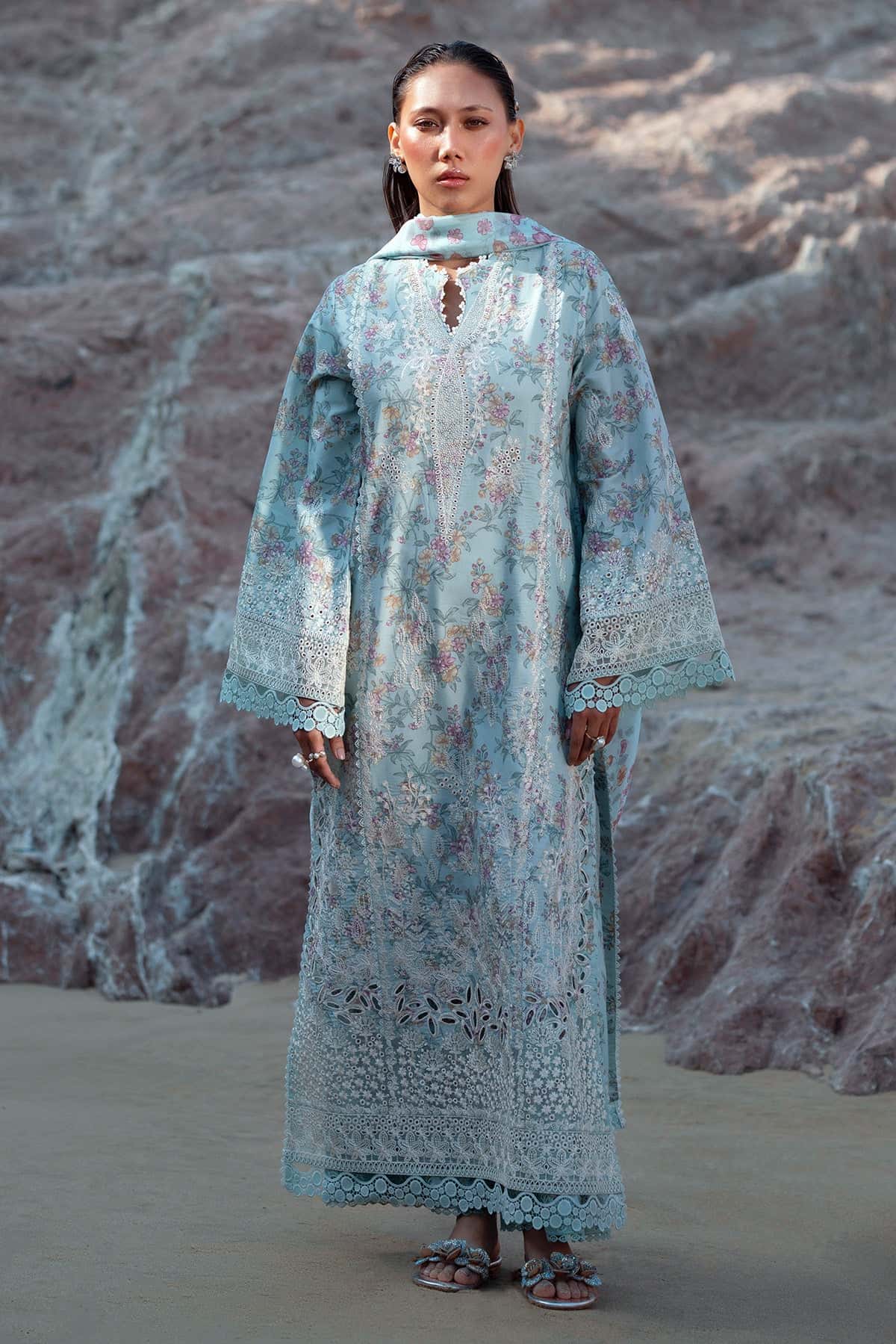 Afrozeh Aquamarine Summer Together Lawn 2025