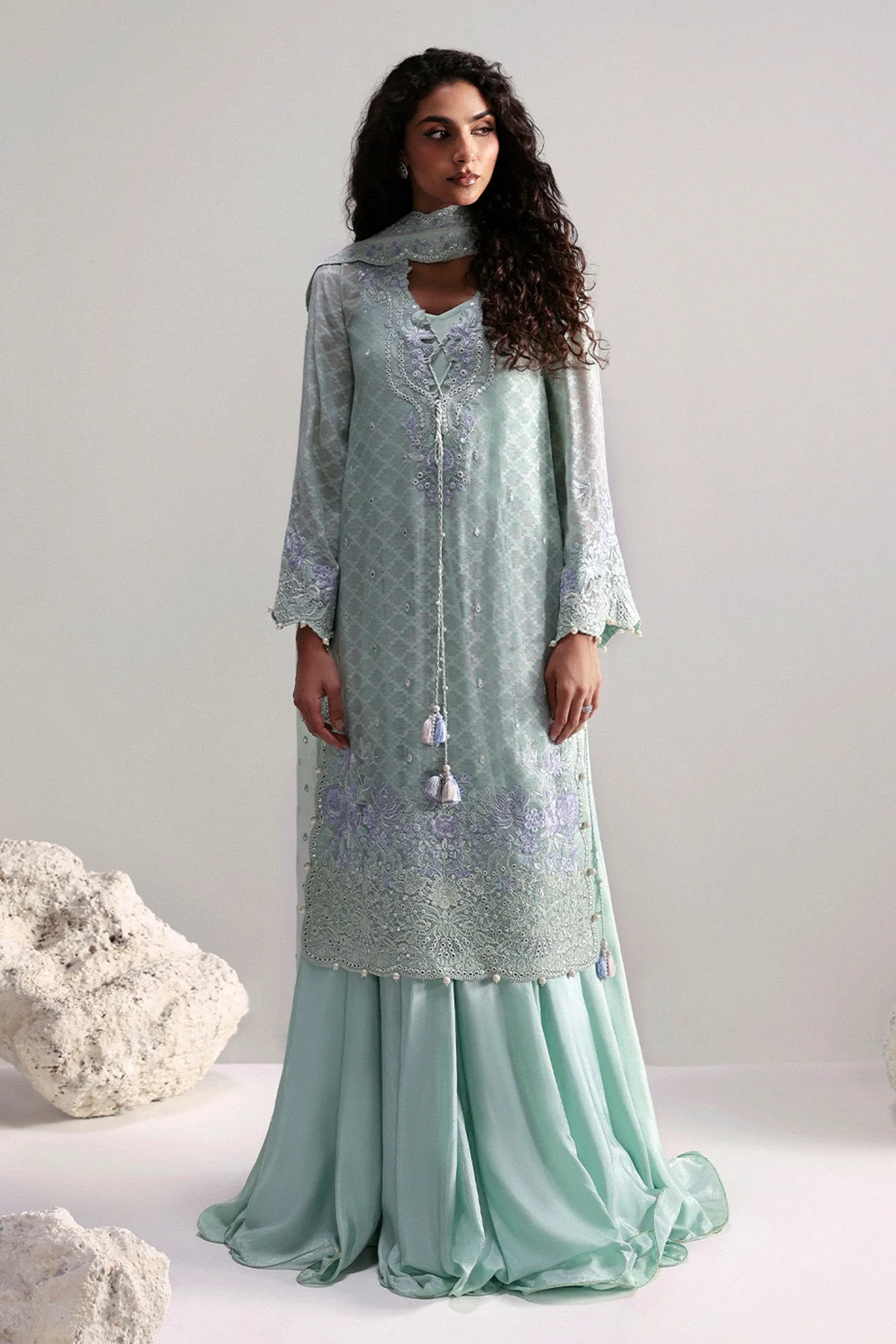 Afrozeh Elysia Slate Luxury Pret 2025
