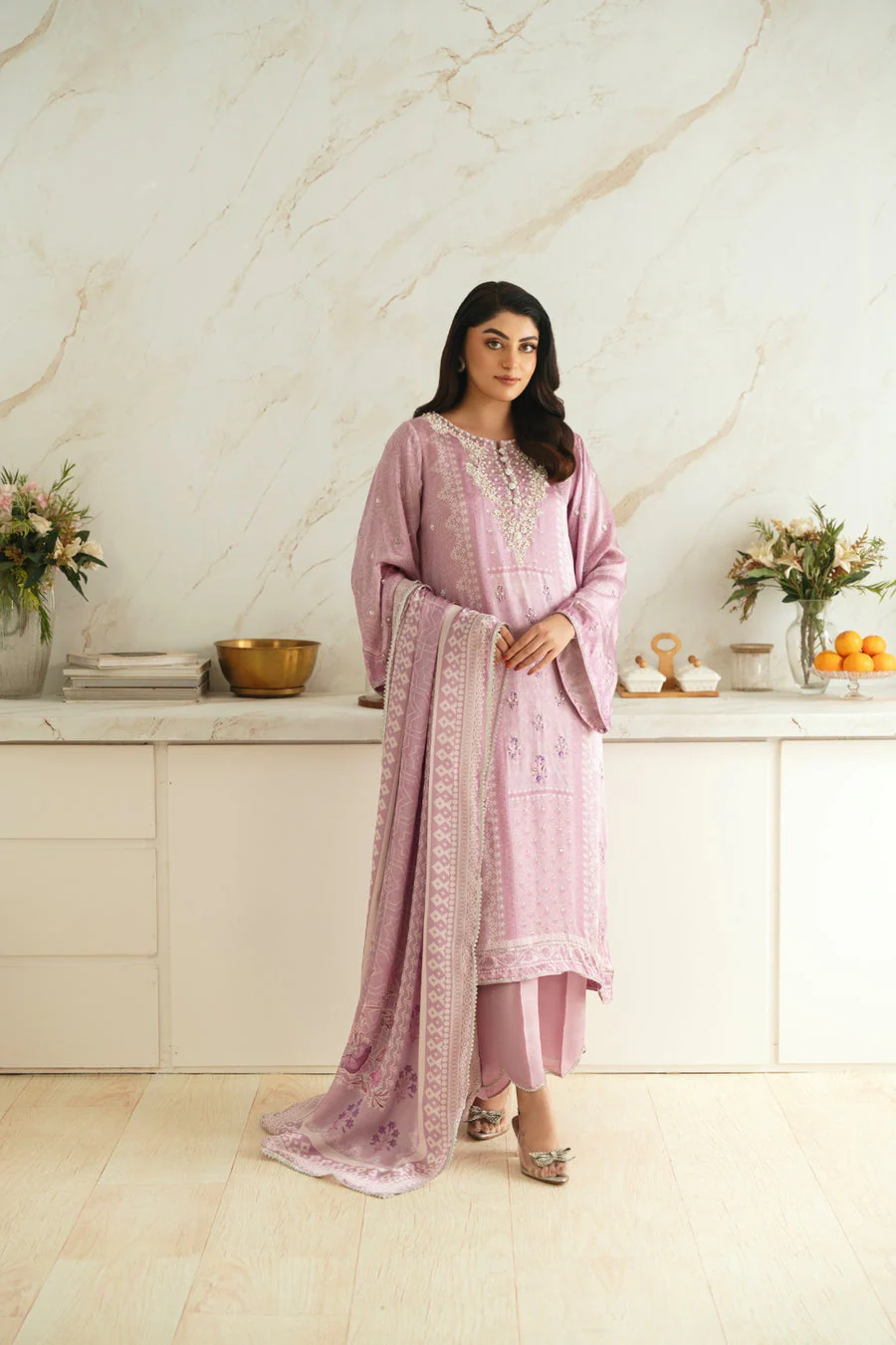 Agha Noor Lilac Bloom Formal Silk Pret 2026
