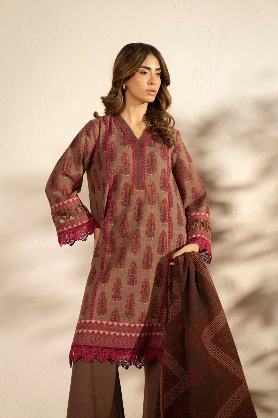 Alkaram FW-104.1-25-1-Brown Winter Collection 2025 - Image 2