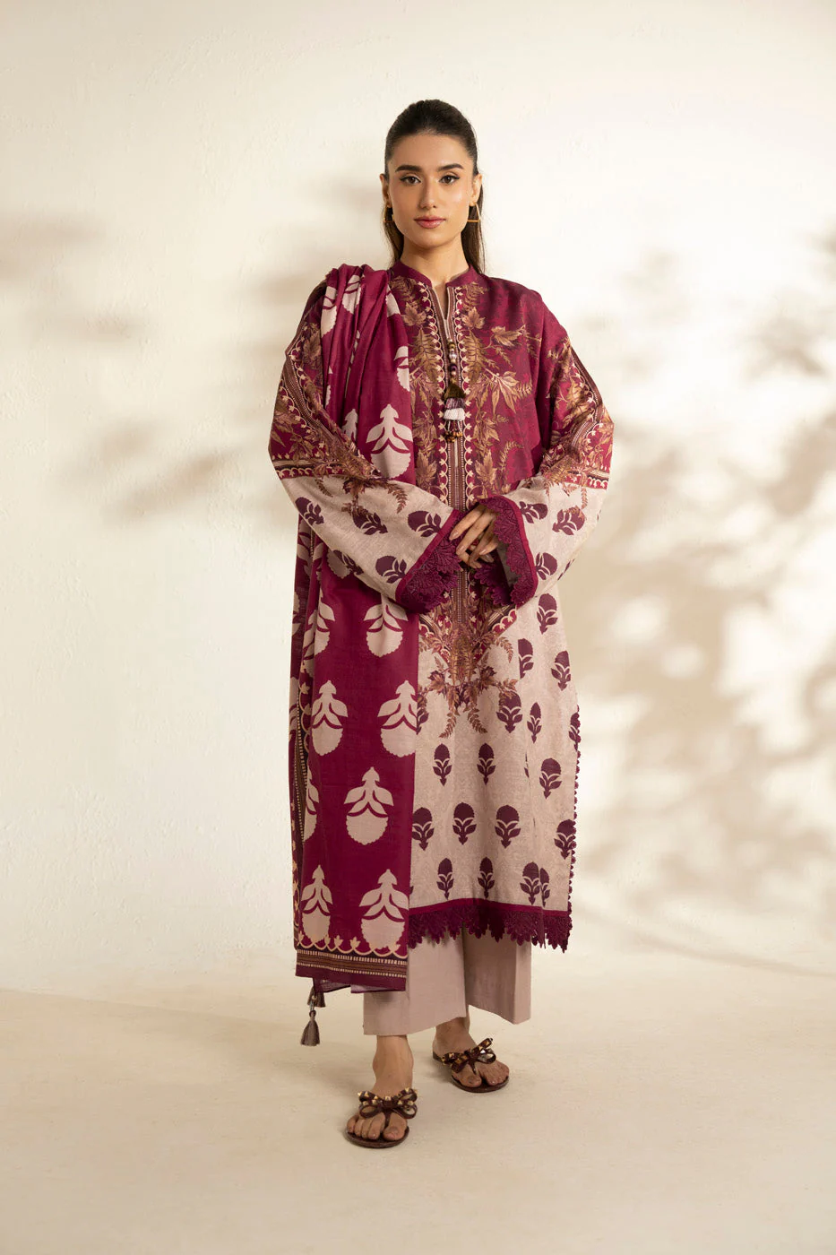 Alkaram FW-128-25-1-Maroon Winter Collection 2025