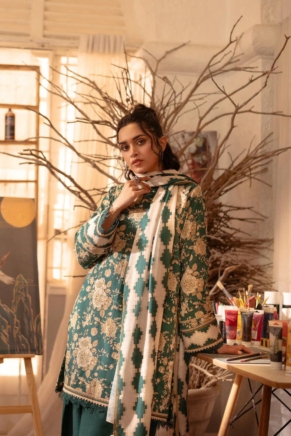 Alkaram FW-130-25-1-SeaGreen Winter Collection 2025 - Image 2