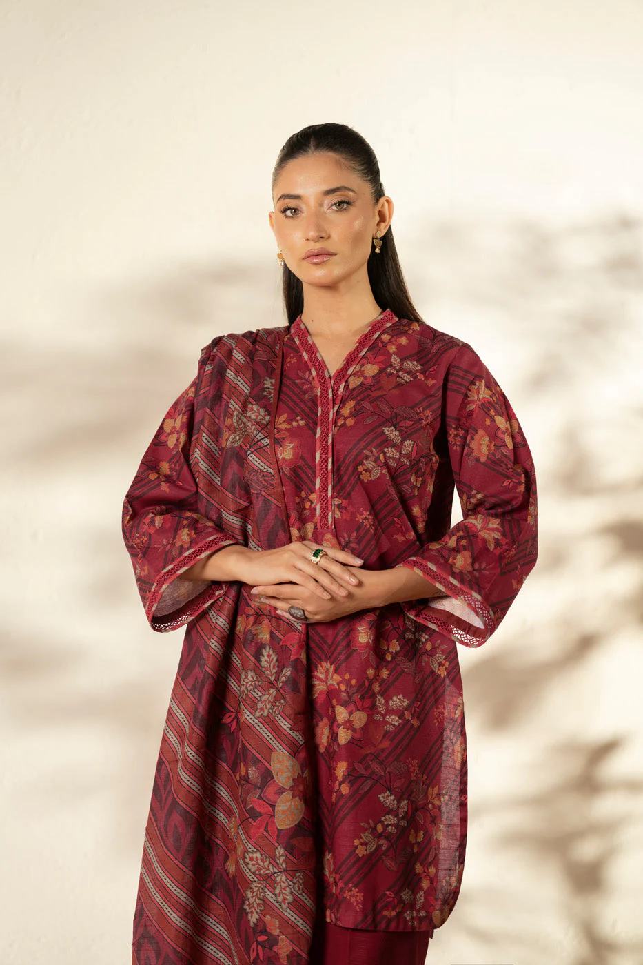 Alkaram FW-131.1-25-2-Red Winter Collection 2025 - Image 2