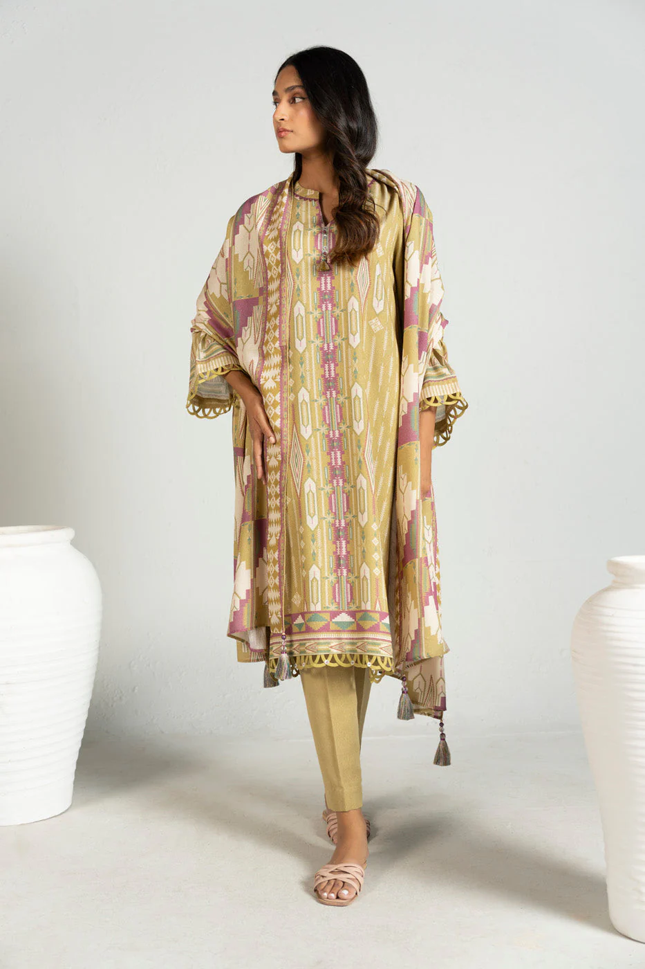 Alkaram FW-135-25-1-Olive Winter Collection 2025