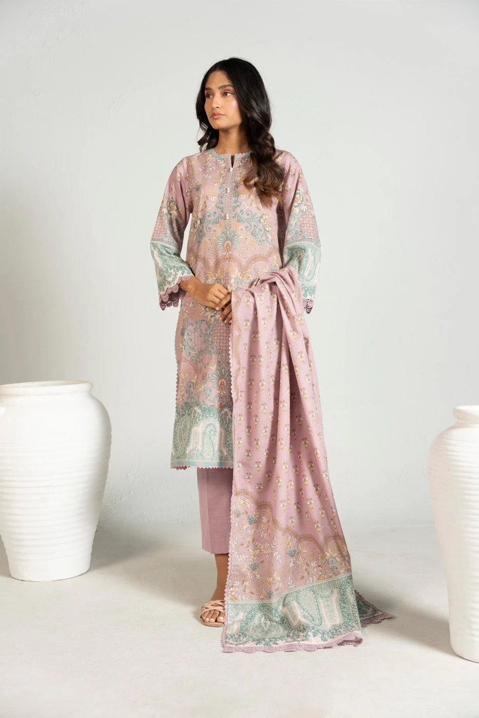 Alkaram FW-136.1-25-2-Pink Winter Collection 2025