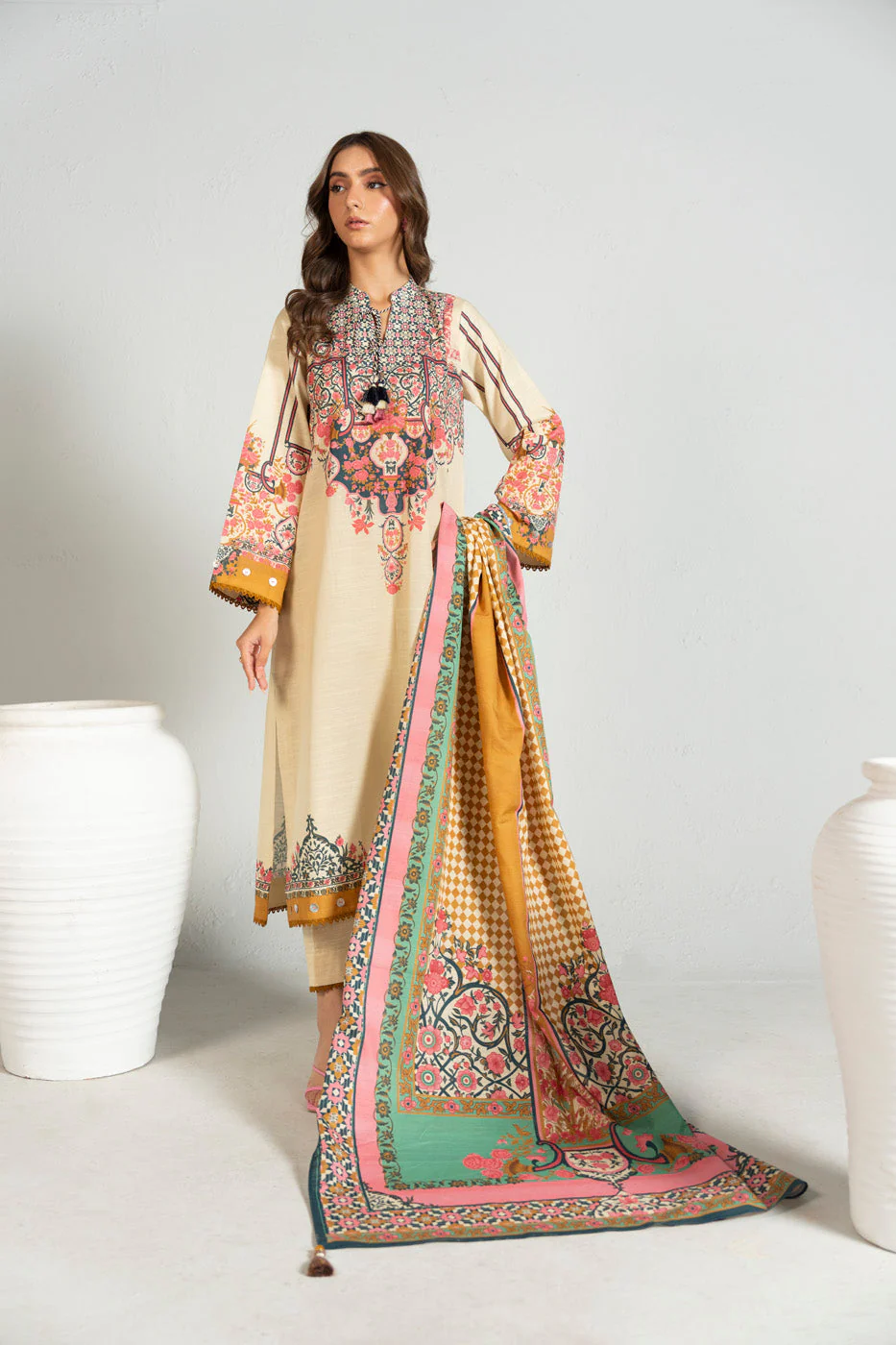 Alkaram FW-163-25-2-Beige Winter Collection 2025