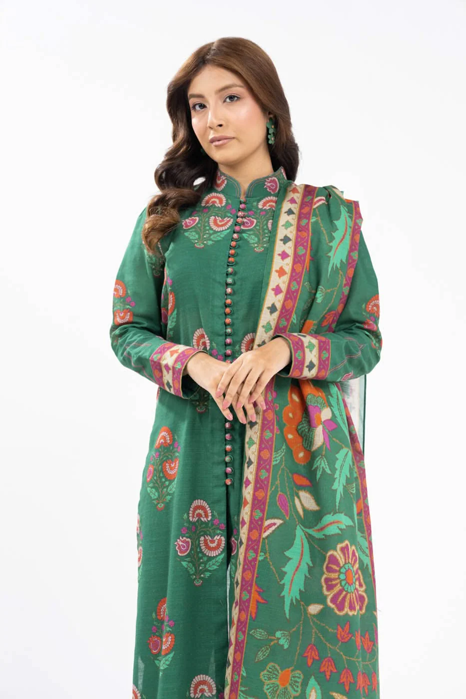 Alkaram FW-60-1-24-Green Winter Collection 2024 - Image 2