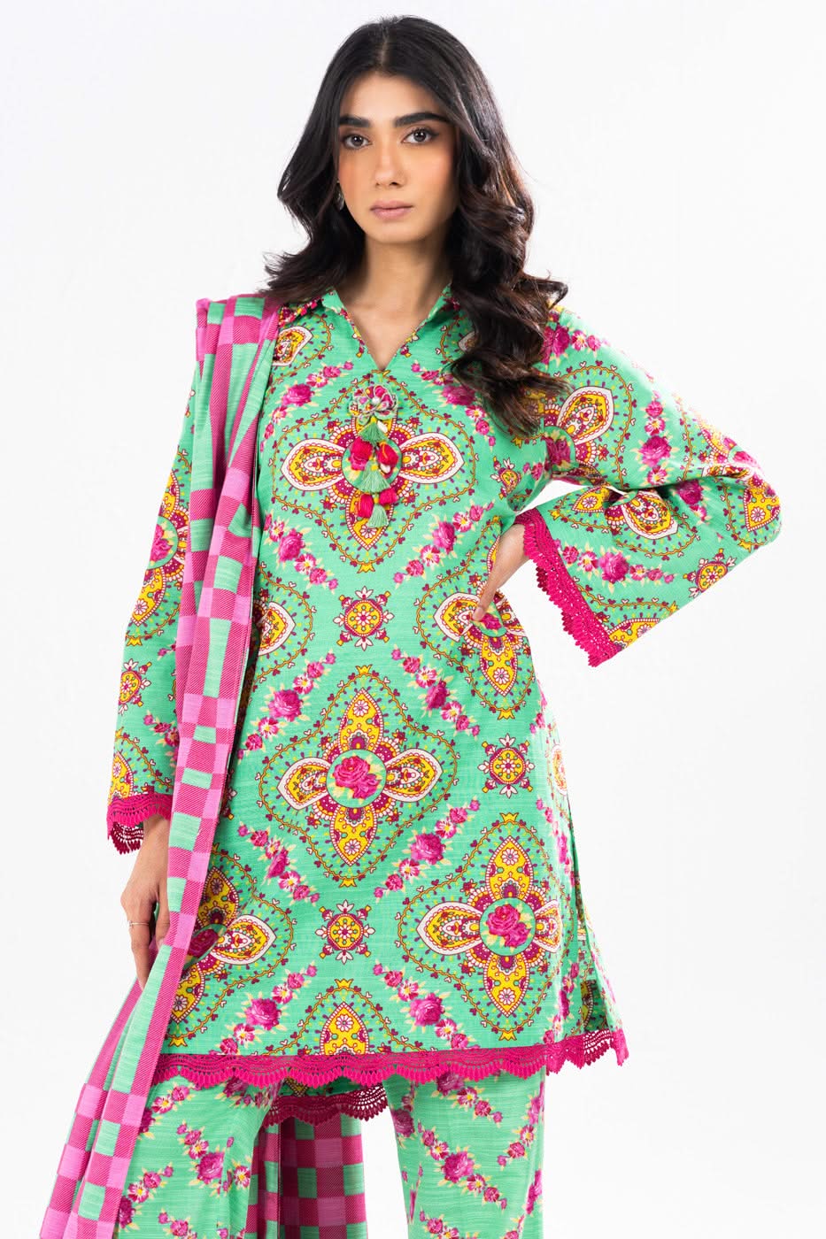 Alkaram FW-63-24-Ferozi  Winter Collection 2024 - Image 2
