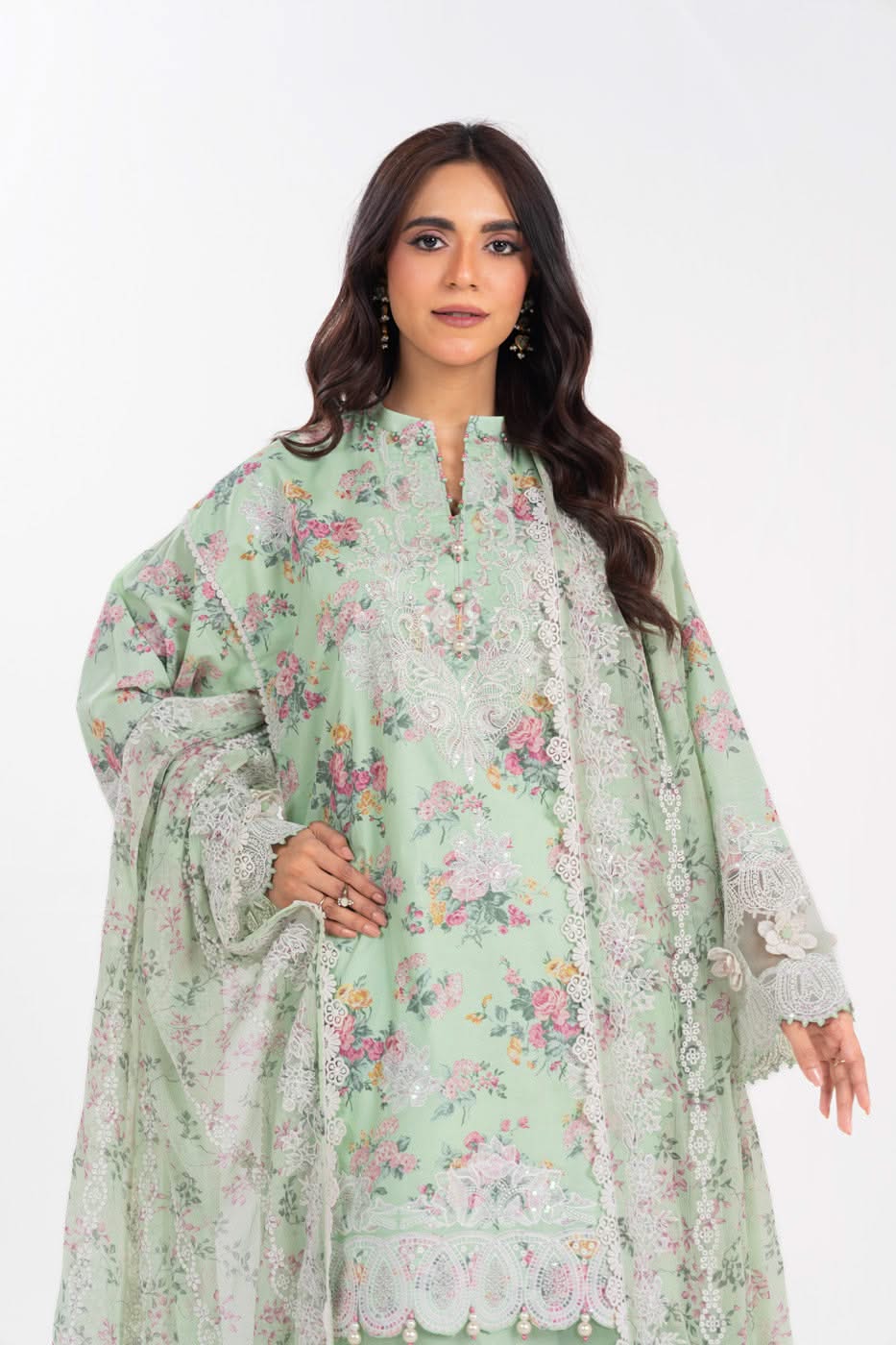 Alkaram LL-02-25-1-Mint-Green Luxury Lawn Summer 2025 - Image 2