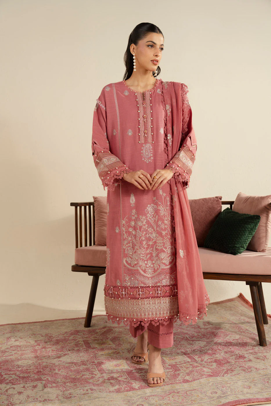 Alkaram M-22-25-3-Coral Winter Collection 2025