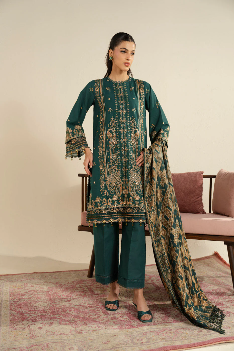 Alkaram M-24-25-3-Teal Winter Collection 2025