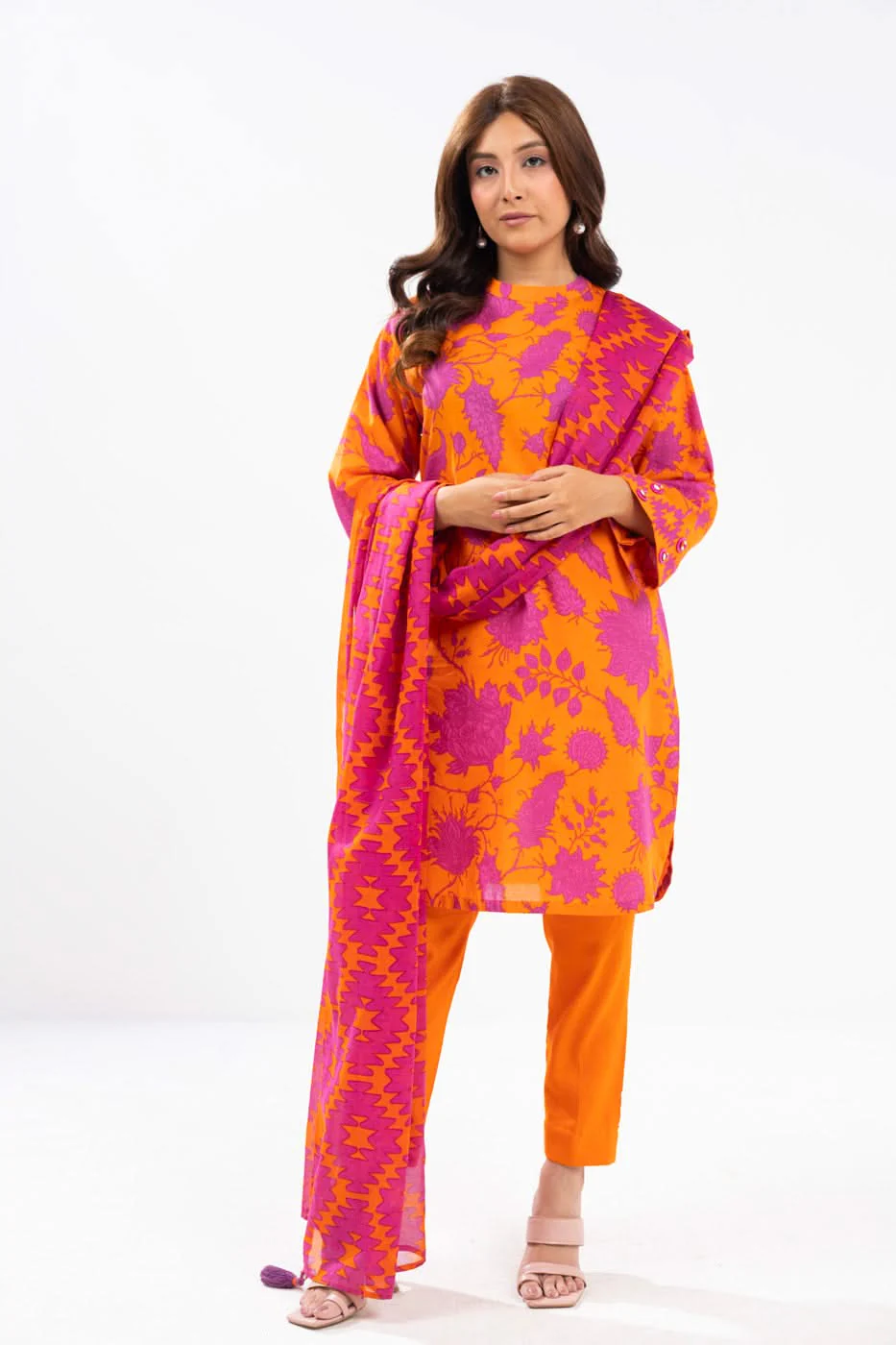Alkaram PF-37-24-Orange  Mid Summer Collection 2024