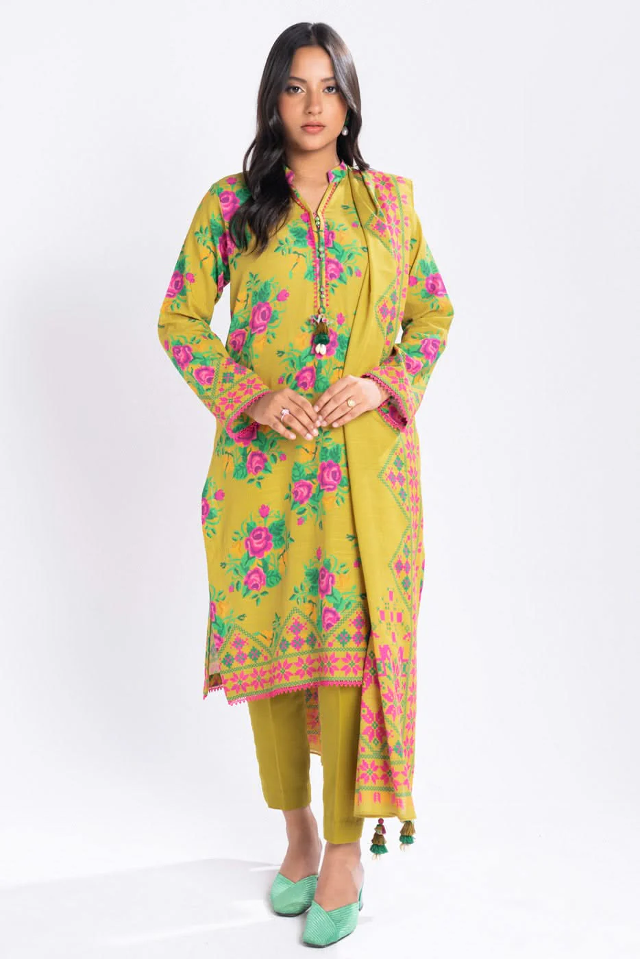 Alkaram PF-45-1-24-Lime Green Mid Summer Collection 2024