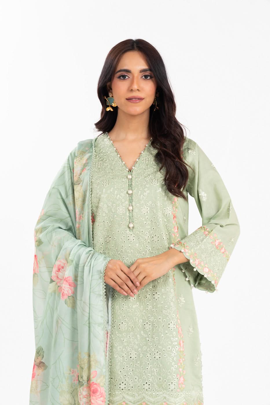 Alkaram Studio LL-11-25-1-Sage-green Luxury Lawn Summer 2025 - Image 2