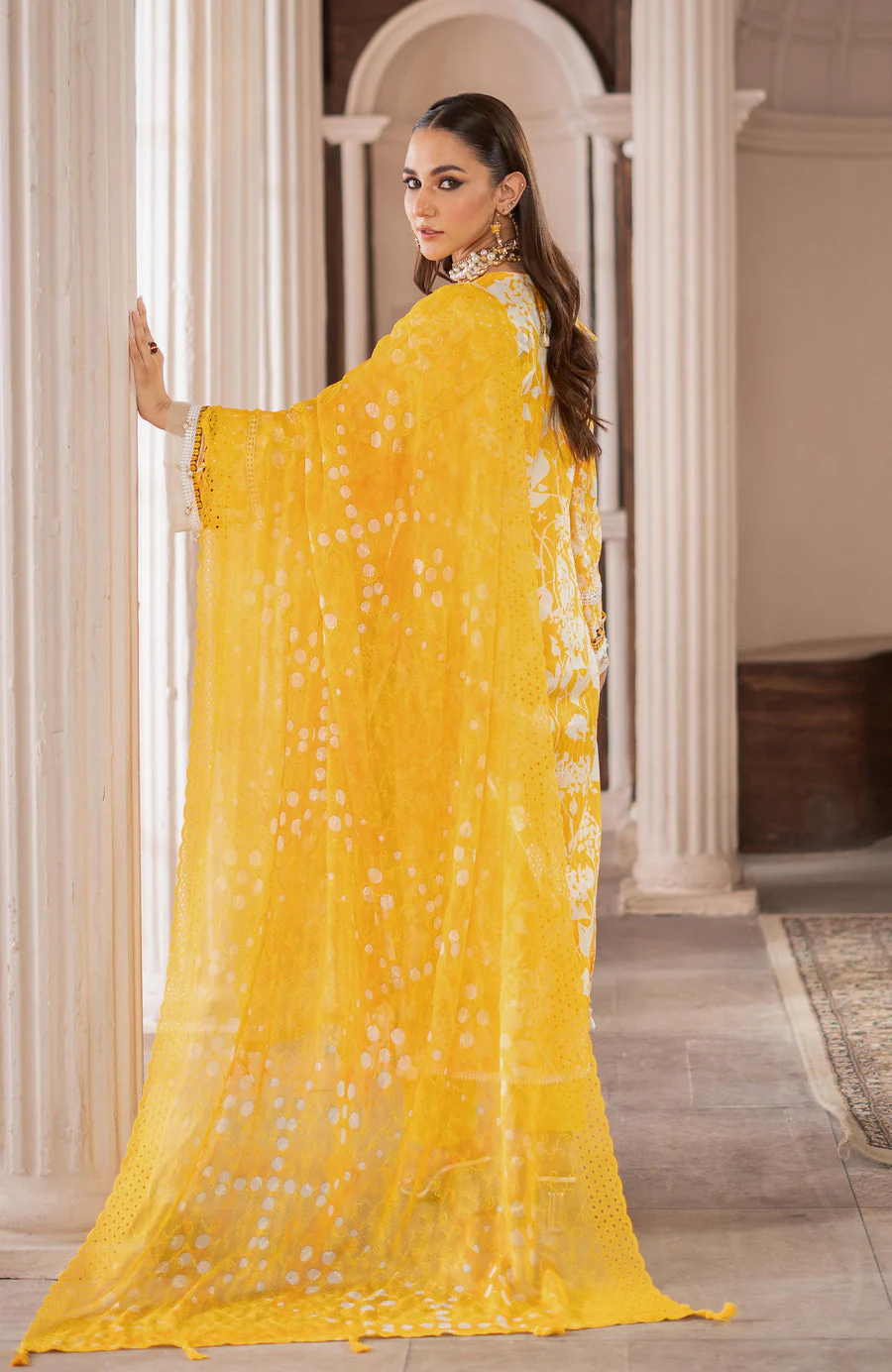 Alzohaib SSD-25-06 Sunshine Schiffli Dupatta 2025 - Image 2
