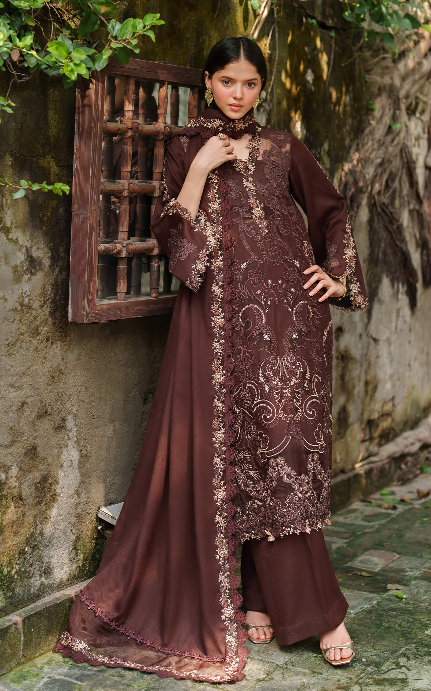 Asifa N Nabeel Aima LWC25-10 Embroidered Pashmina Luxe Winter Collection 2025