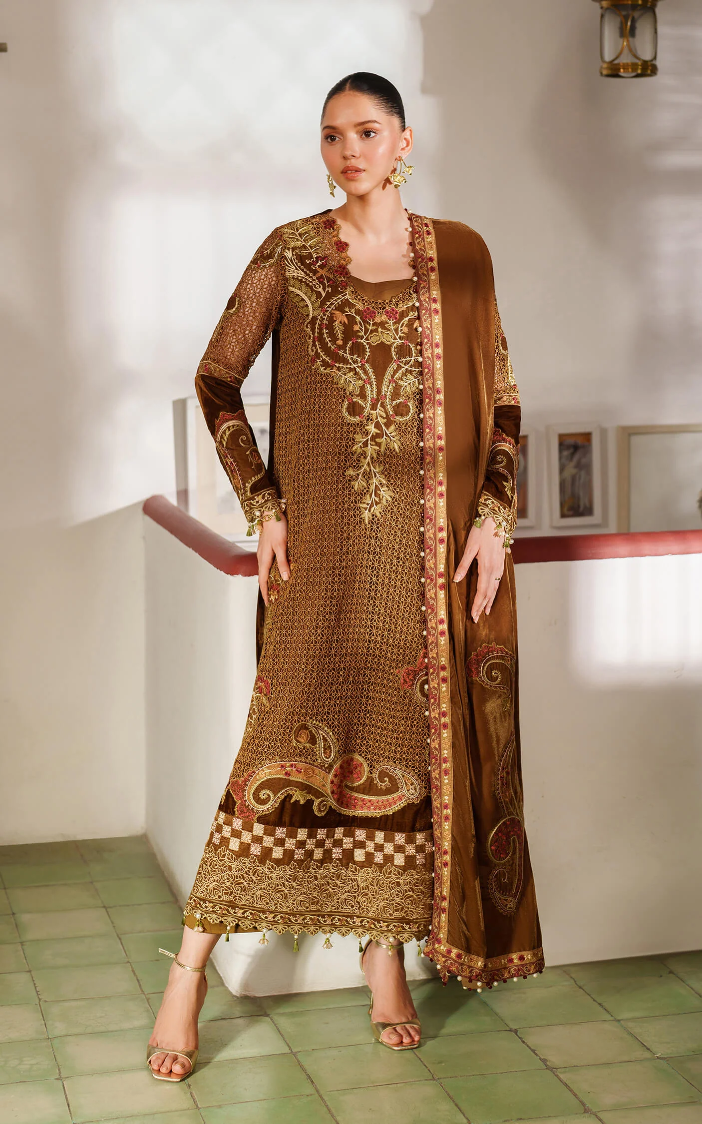 Asifa N Nabeel Cedar LWC25-08 Embroidered Pashmina Luxe Winter Collection 2025