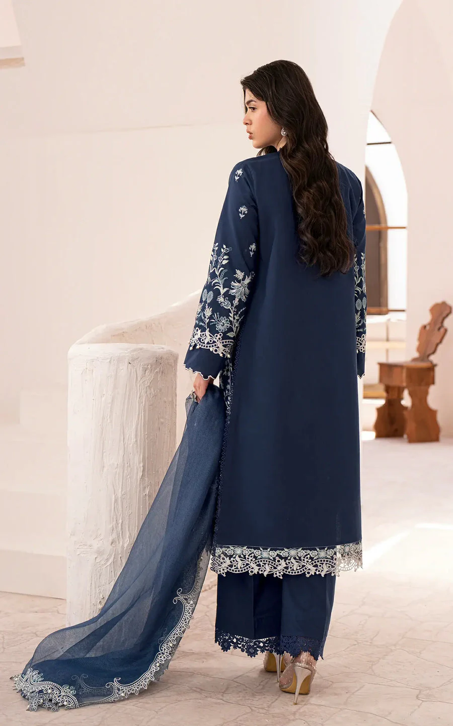 Asifa N Nabeel Celestial Midnight-(LEL25-02) Zaina Llimited Luxury Lawn 2025 - Image 2