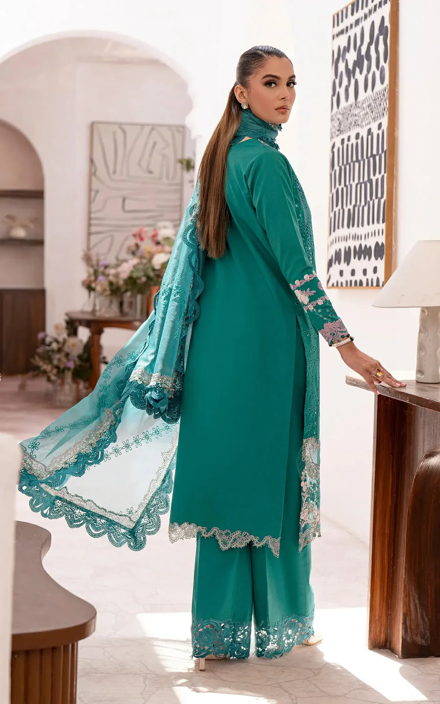 Asifa N Nabeel Emerald Muse-(LEL25-01) Zaina Llimited Luxury Lawn 2025 - Image 2