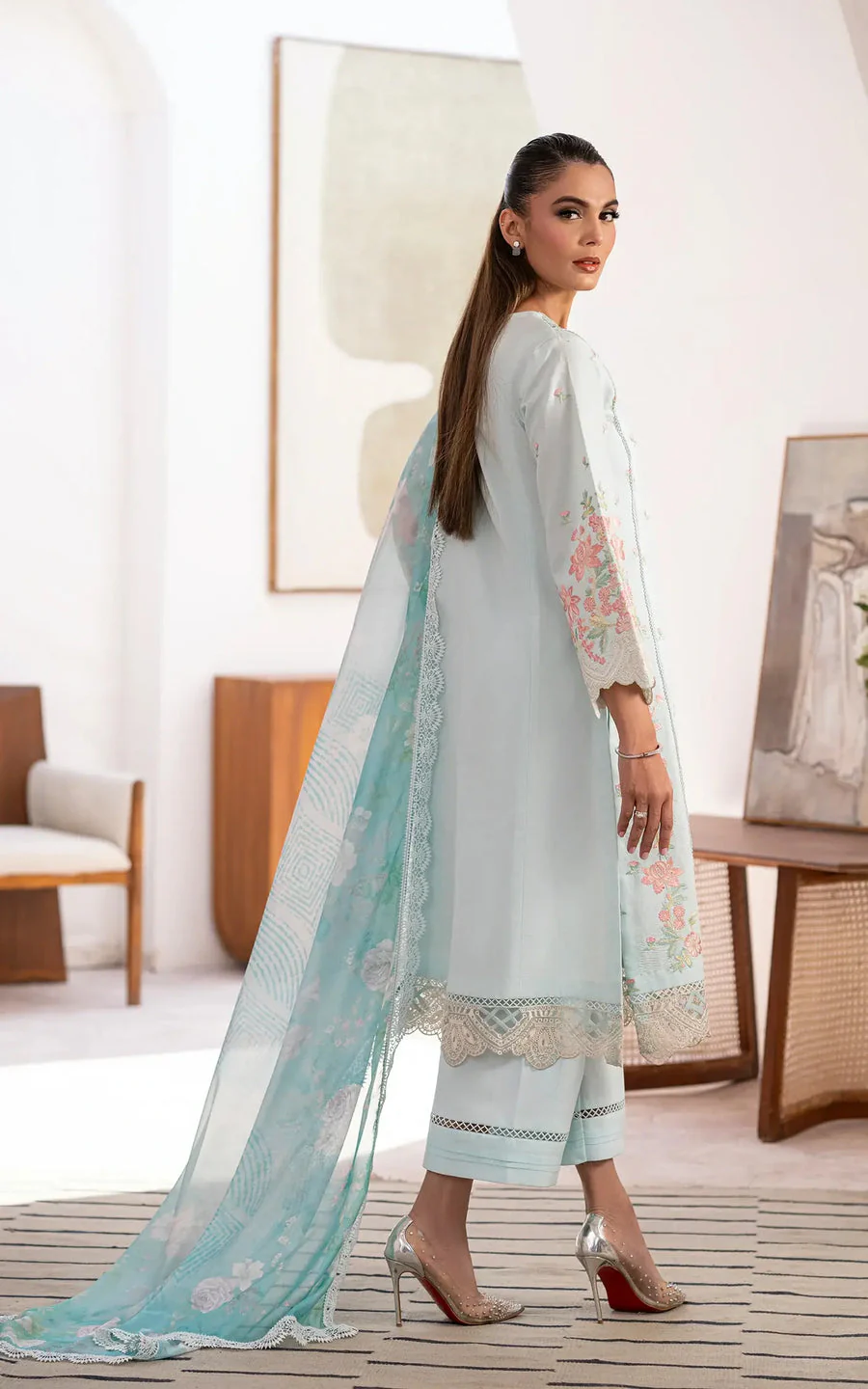 Asifa N Nabeel Frosted Veil-(LEL25-05) Zaina Llimited Luxury Lawn 2025 - Image 2