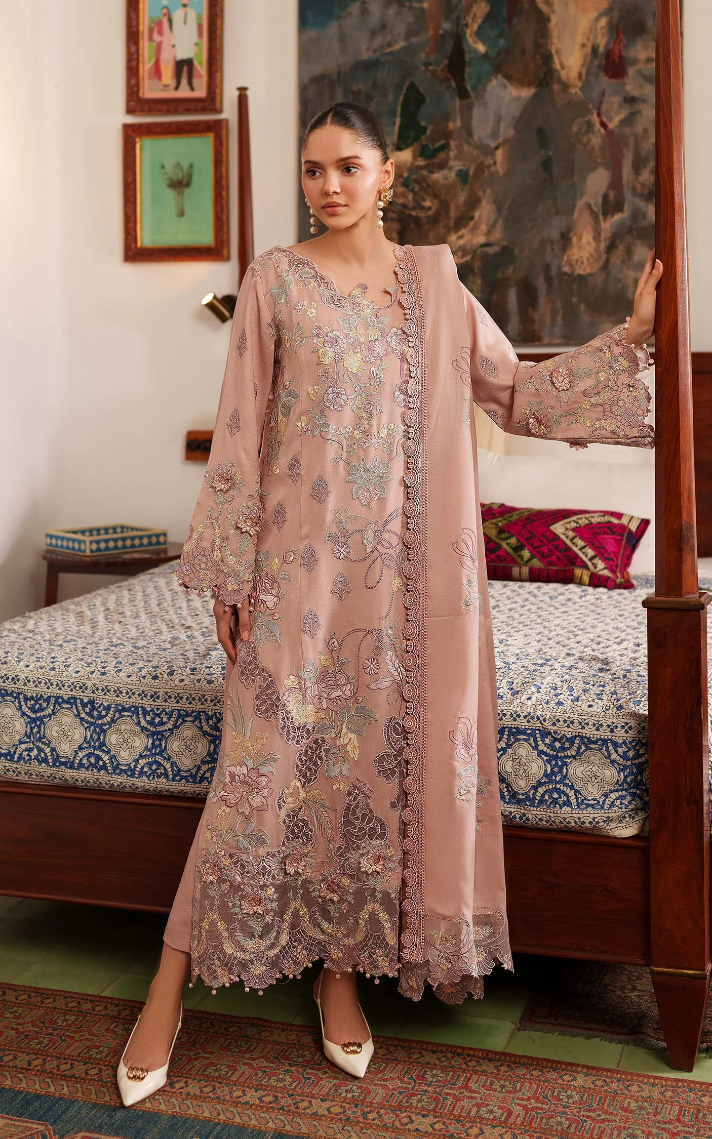 Asifa N Nabeel Glace LWC25-06 Embroidered Pashmina Luxe Winter Collection 2025