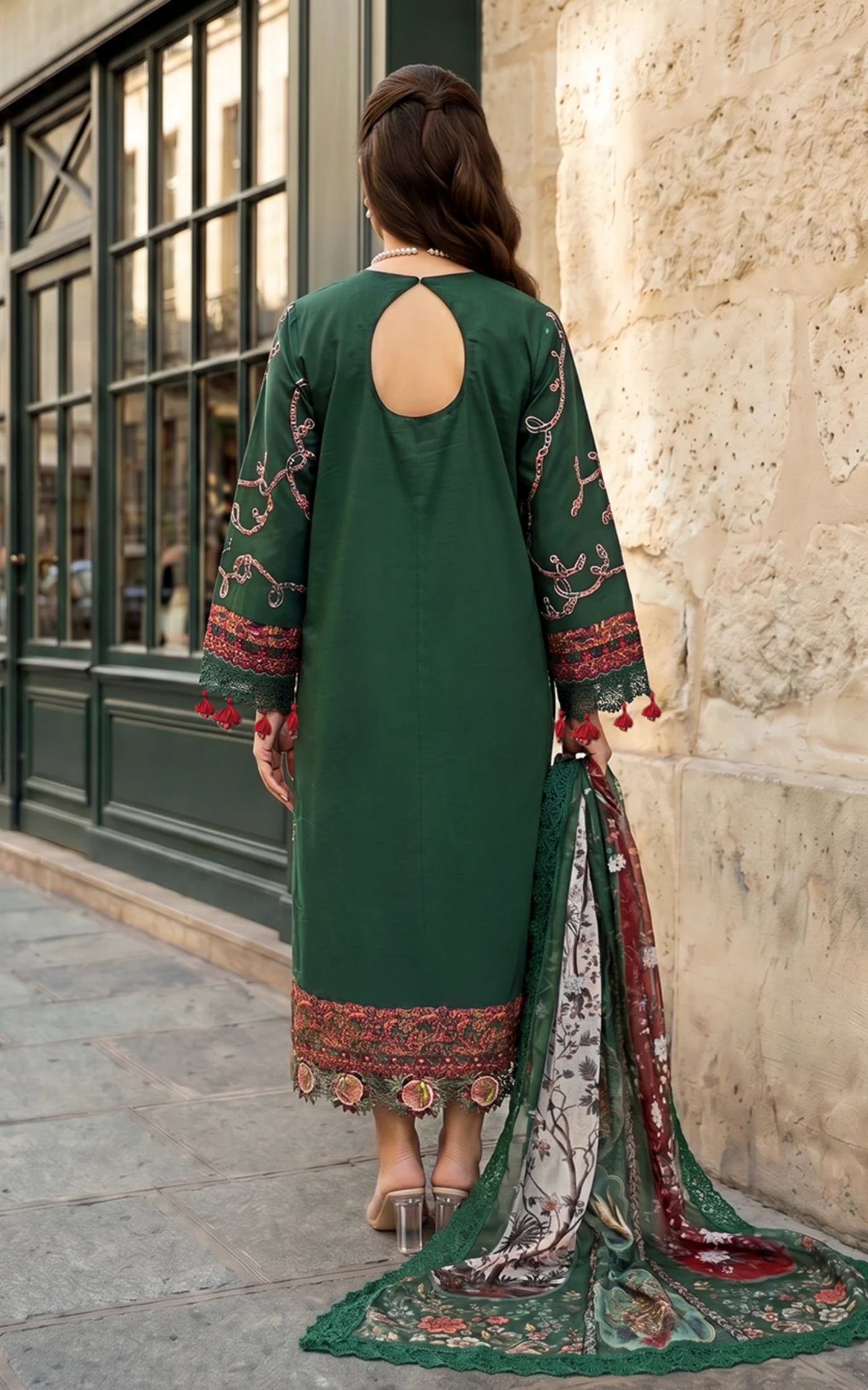 Asifa N Nabeel Green Majestic SL26-01 Summer Lawn Collection 2026 - Image 2