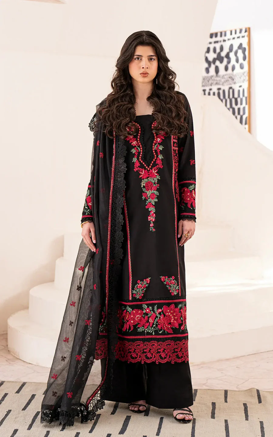 Asifa N Nabeel Lunar Noir-(LEL25-03) Zaina Llimited Luxury Lawn 2025