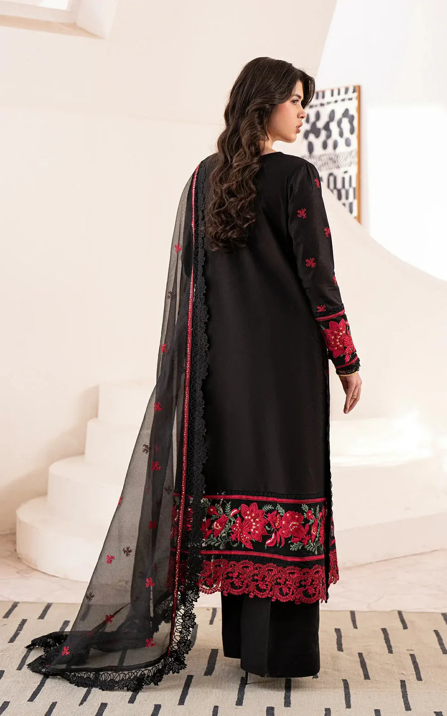 Asifa N Nabeel Lunar Noir-(LEL25-03) Zaina Llimited Luxury Lawn 2025 - Image 2