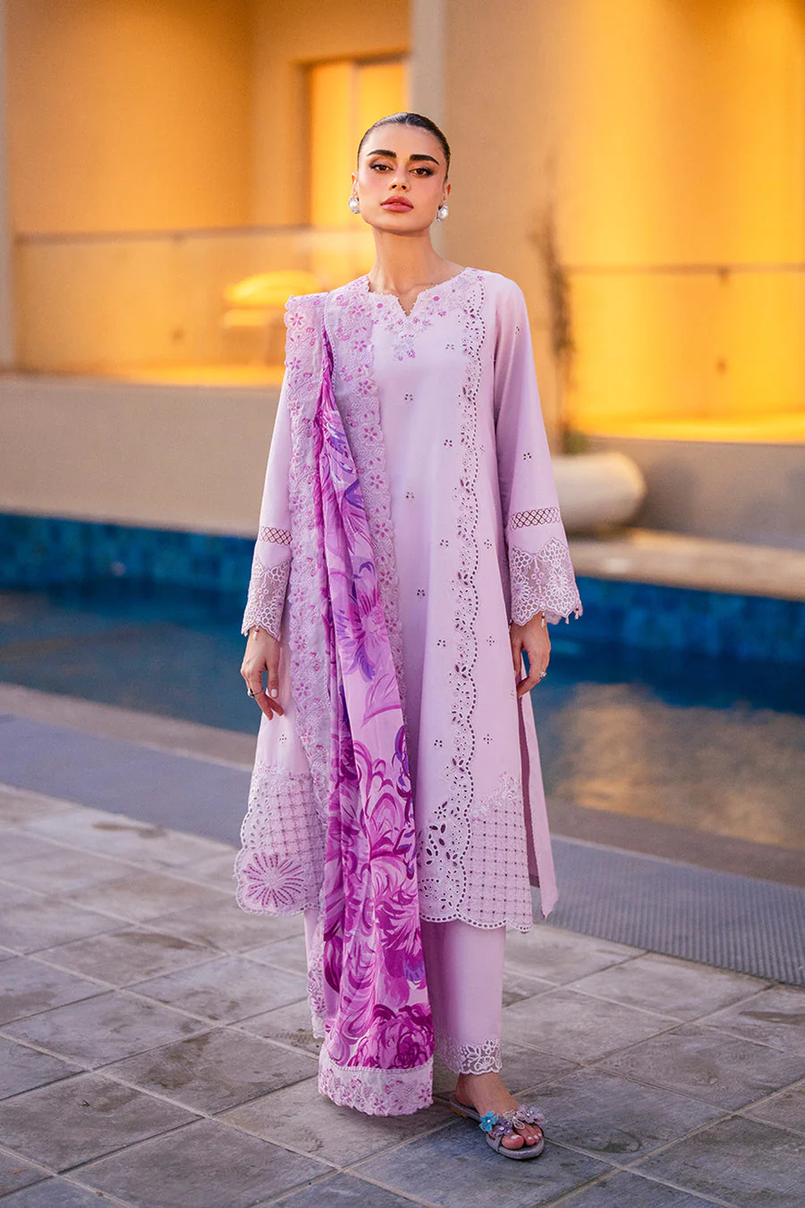 Azure Lilac Majesty Luxury Lawn 2025
