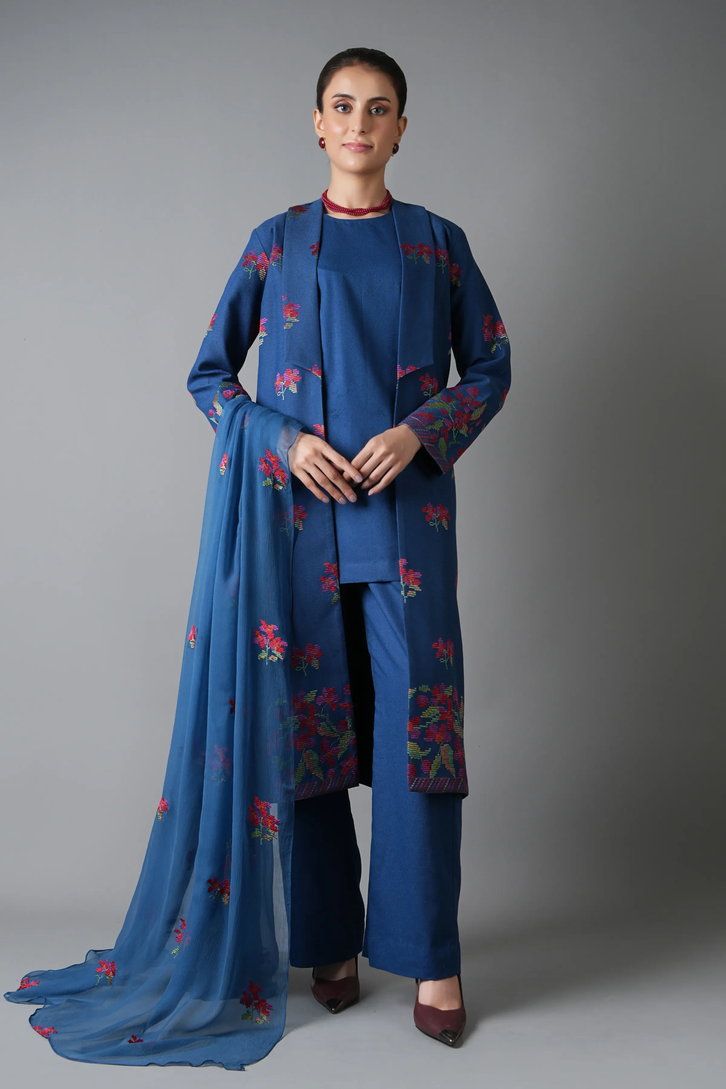 Bareeze Blossom-01-Blue Winter Casual Collection 2025