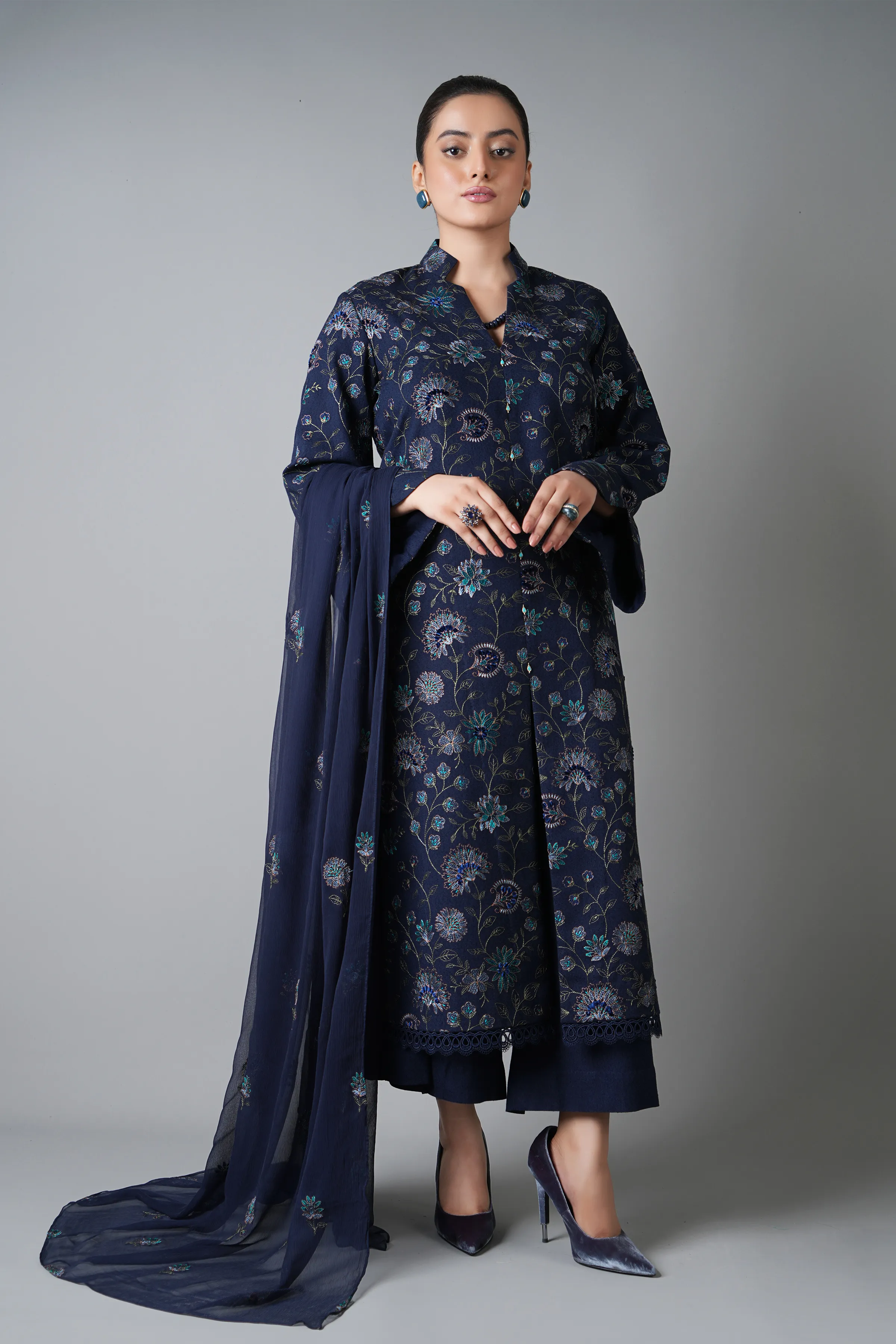 Bareeze Celosia Spark-N.Blue Winter Casual Collection 2025