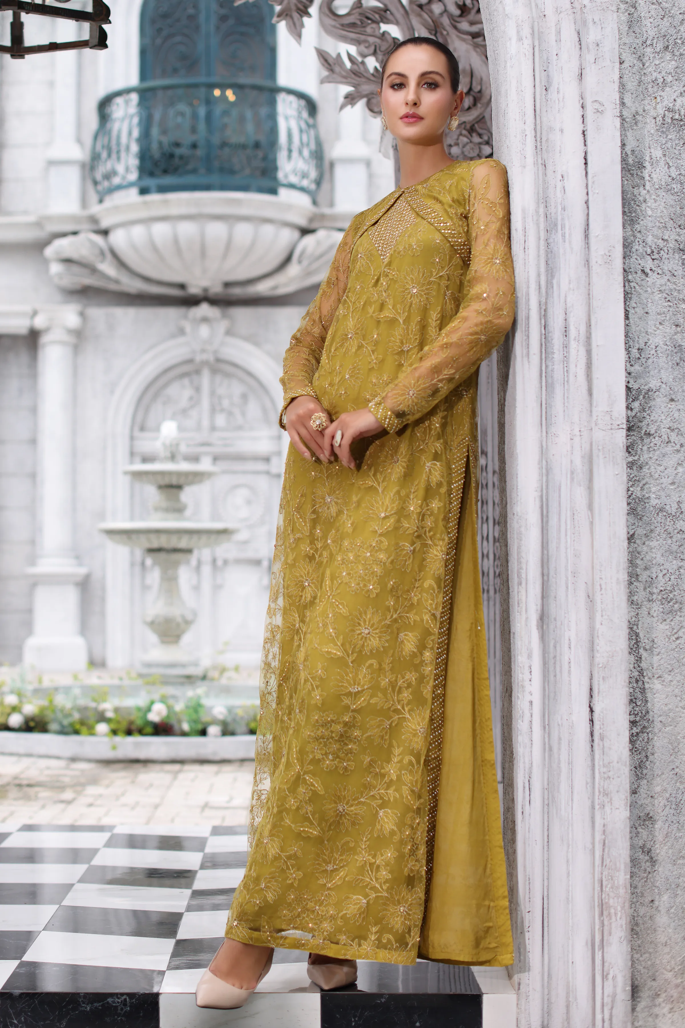 Bareeze Classic Victorian-02-Mustard Winter Formal Collection 2025