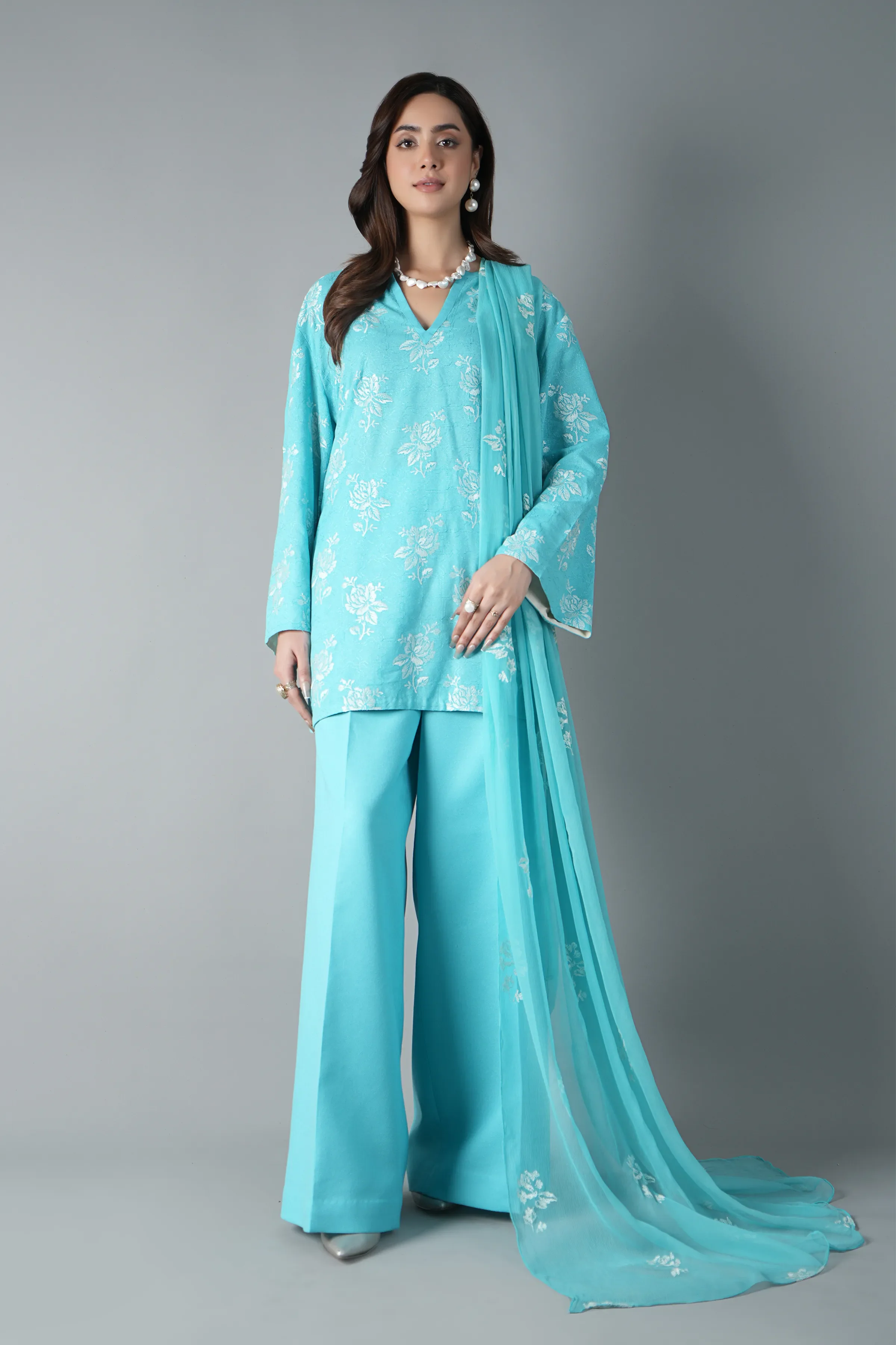 Bareeze Geometric Floral-02-Ferozi Winter Casual Collection 2025