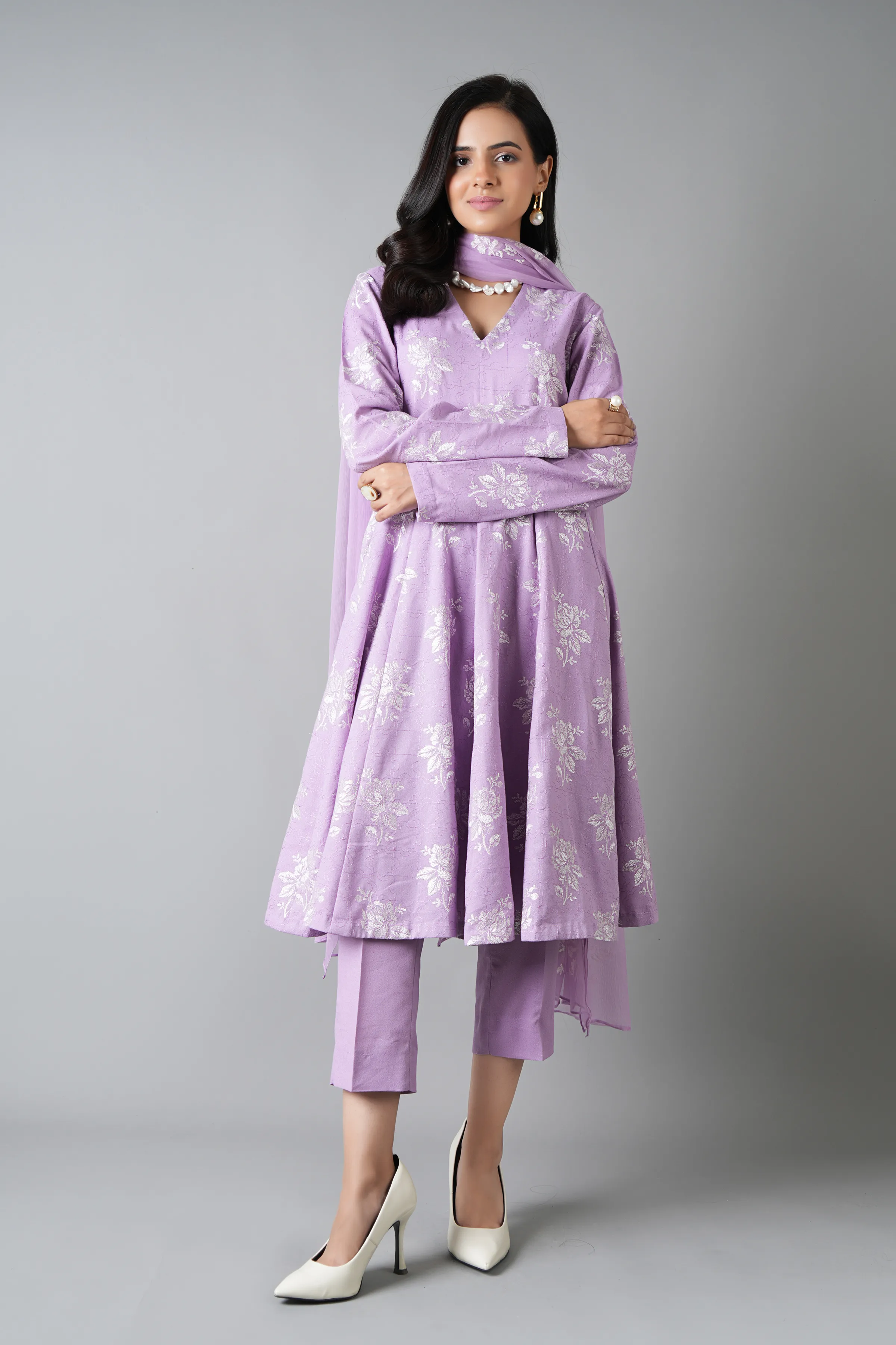 Bareeze Geometric Floral-02-L.Purple Winter Casual Collection 2025