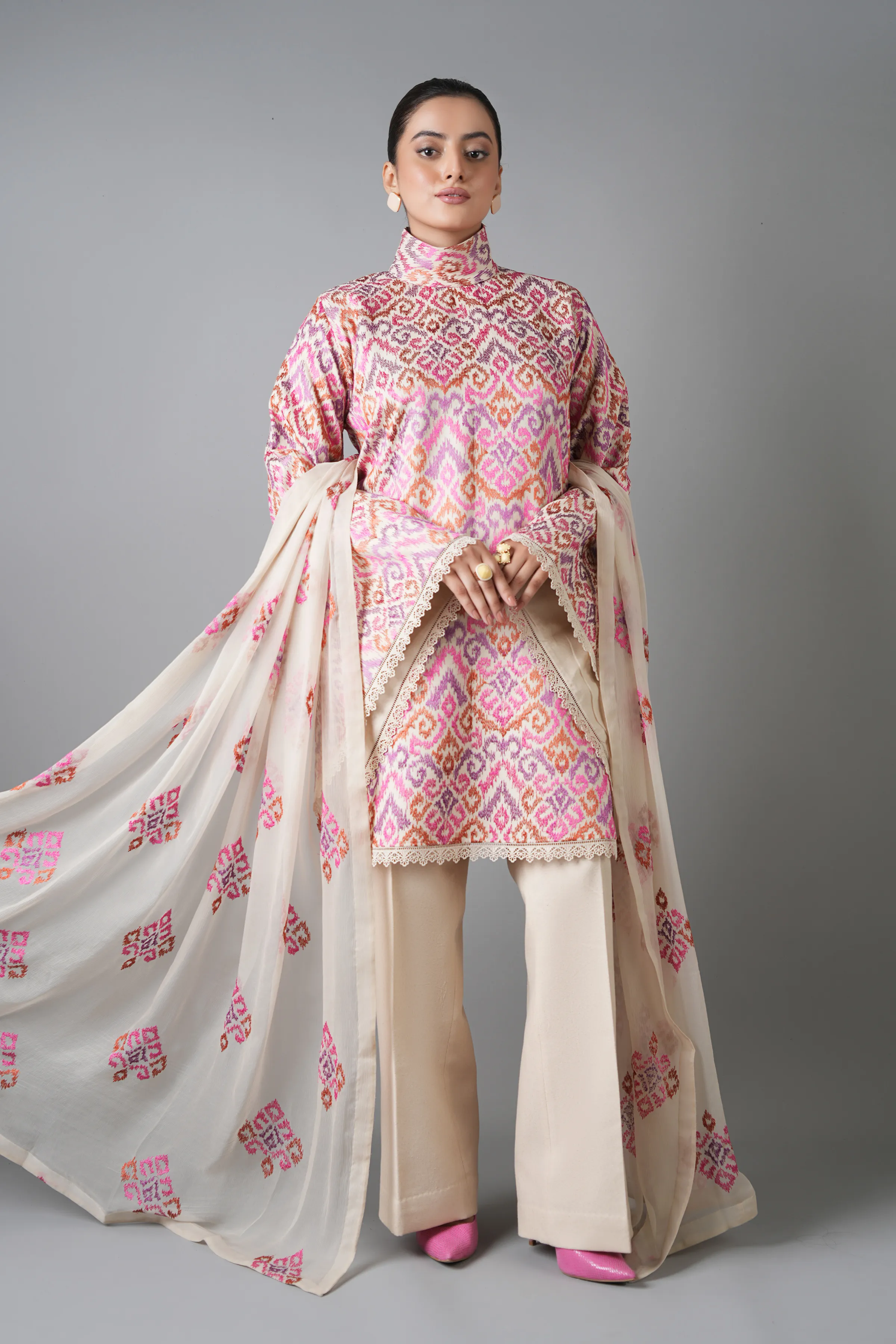 Bareeze Ikat-01-L.Beige Winter Casual Collection 2025