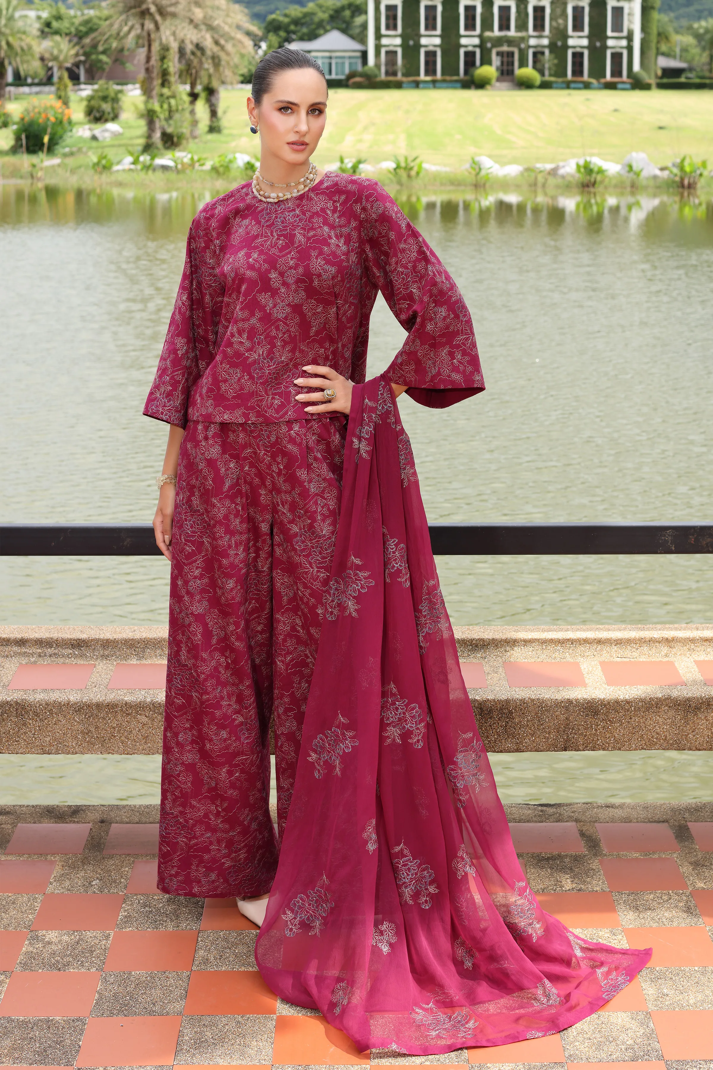 Bareeze Indigo-01-Mahroon Winter Casual Collection 2025