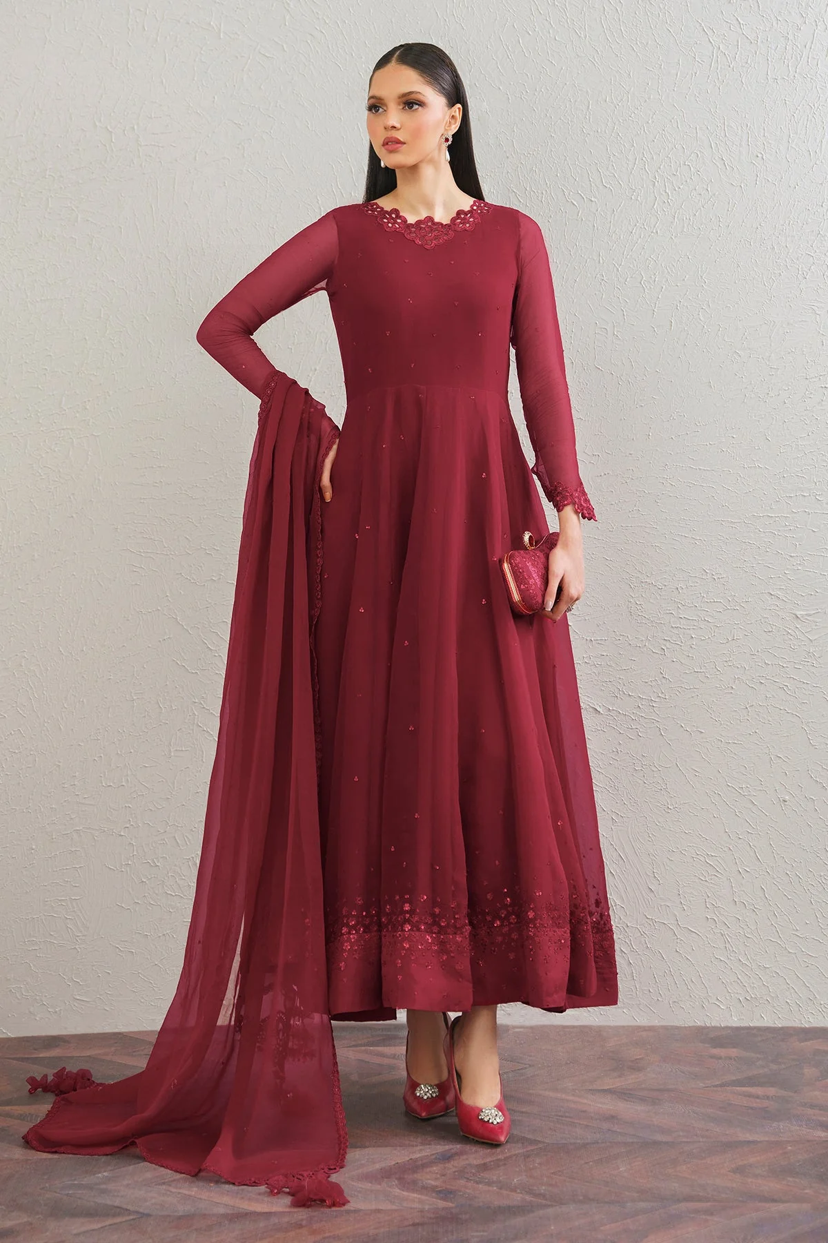 Baroque Embroidered Chiffon Frock PR-901 Formal Pret 2024
