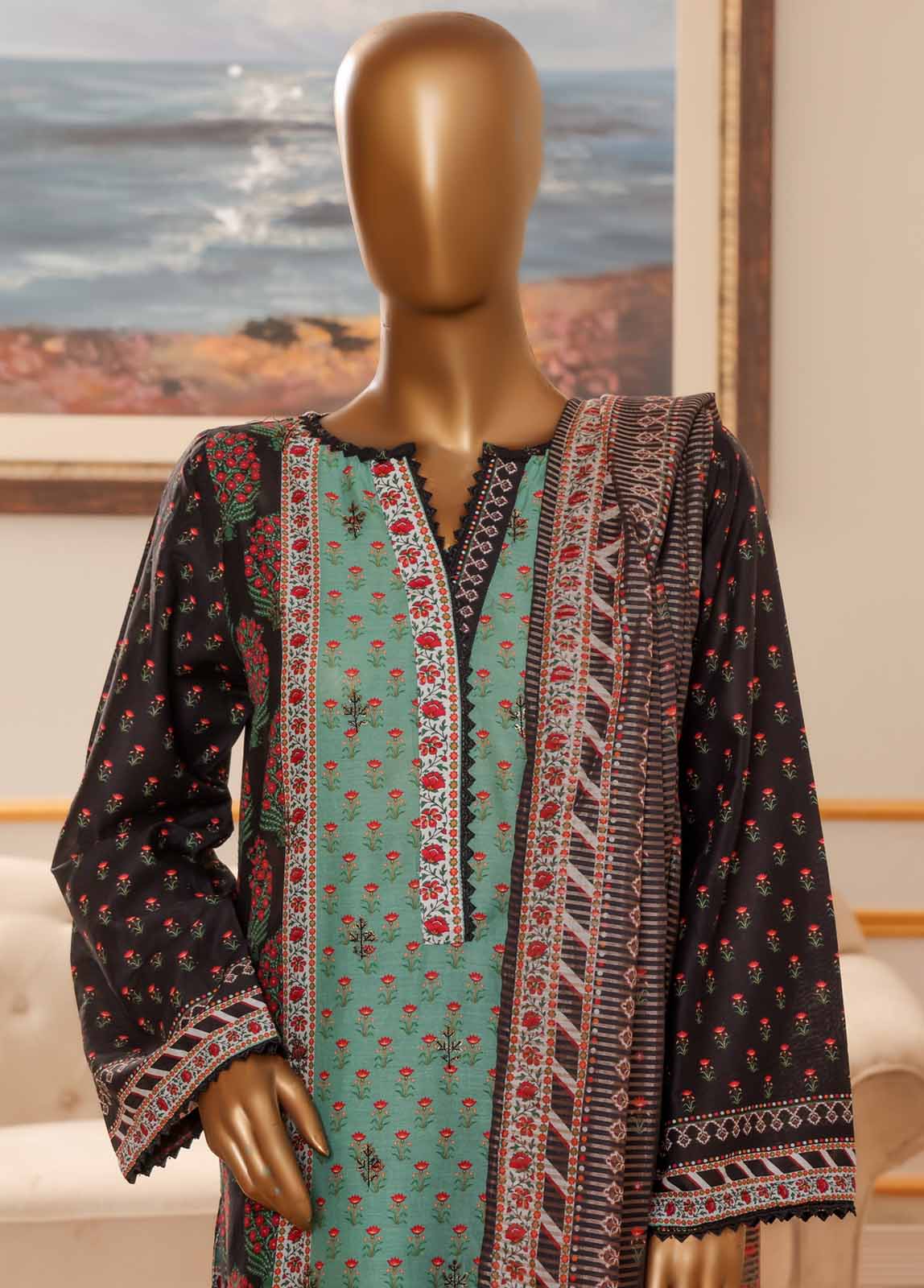 Bin Saeed NSM-051-EMB-R-64 ChikanKari Luxury Pret 2025