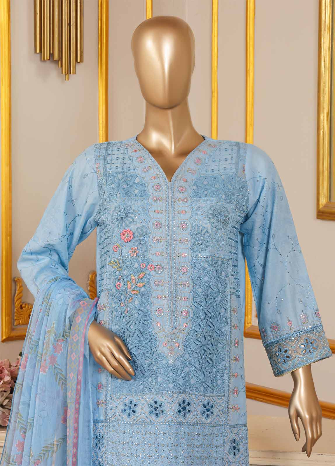 Bin Saeed SM-033-B-DEMB-R-52 Digital Printed Embroidered Suits 2025