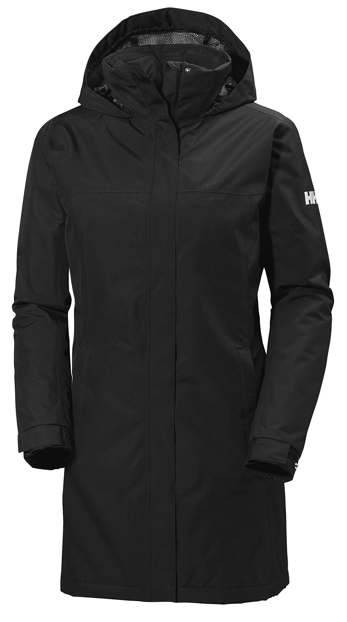 Black Packable Long Raincoat with Hood - Helly Hansen