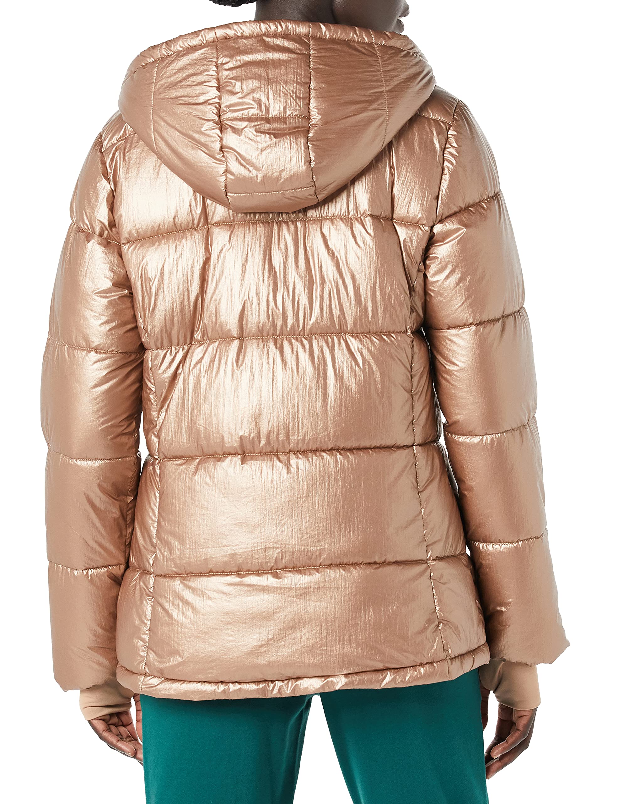 Black White Marble Winter Essential: Women's Hooded Slim Puffer - AmEss - Image 2