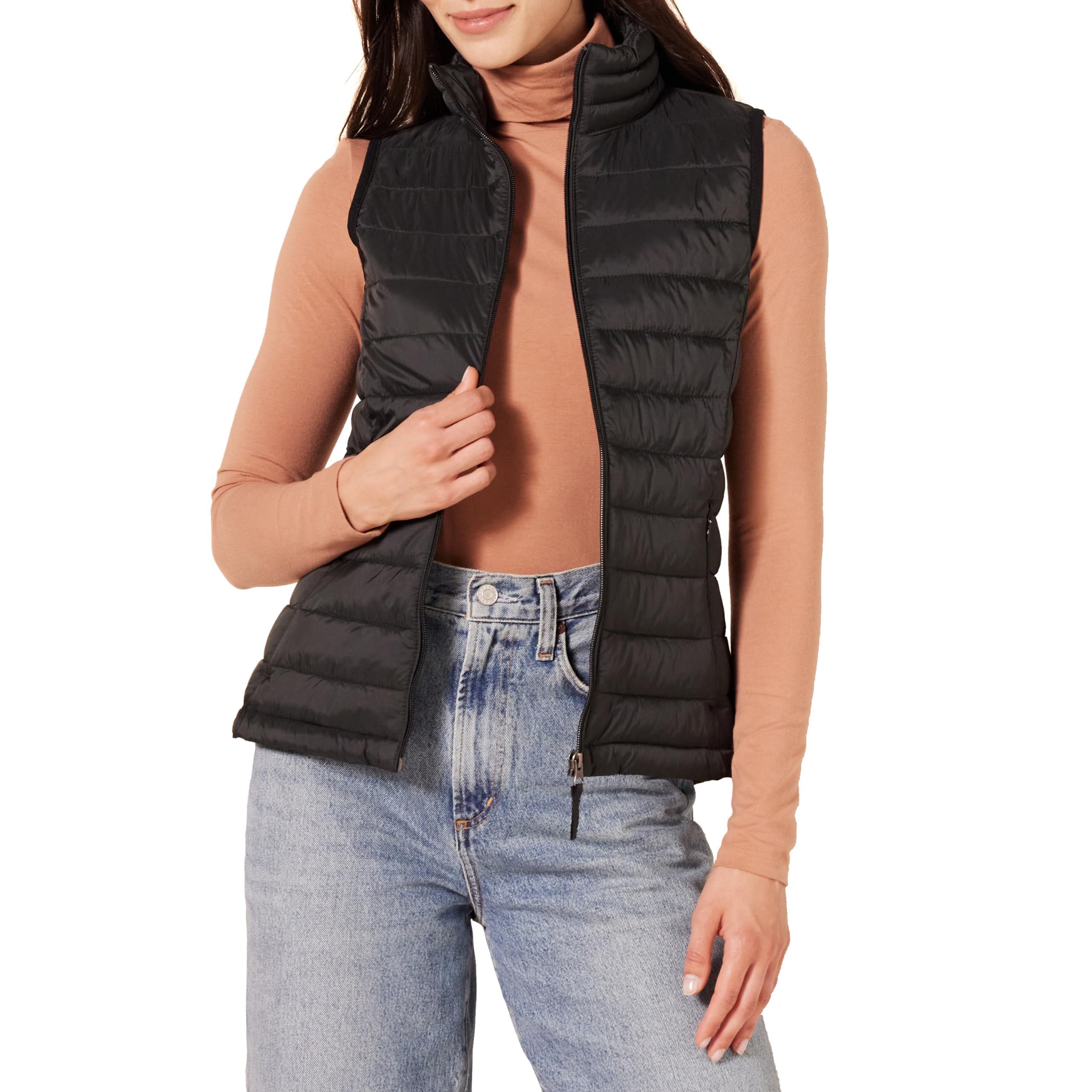 Black Women's Packable Puffer Vest - AmEss