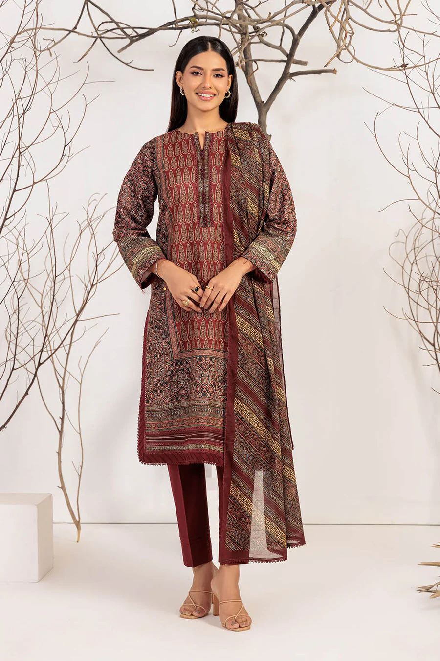 Bonanza Ajrak Kari Pre Cambric Collection 2024 - Image 2