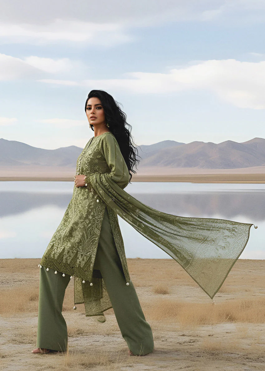 Bonanza Green-Jacquard-3 Pc (WUS25J3053) Satrangi Winter Collection 2025 - Image 2