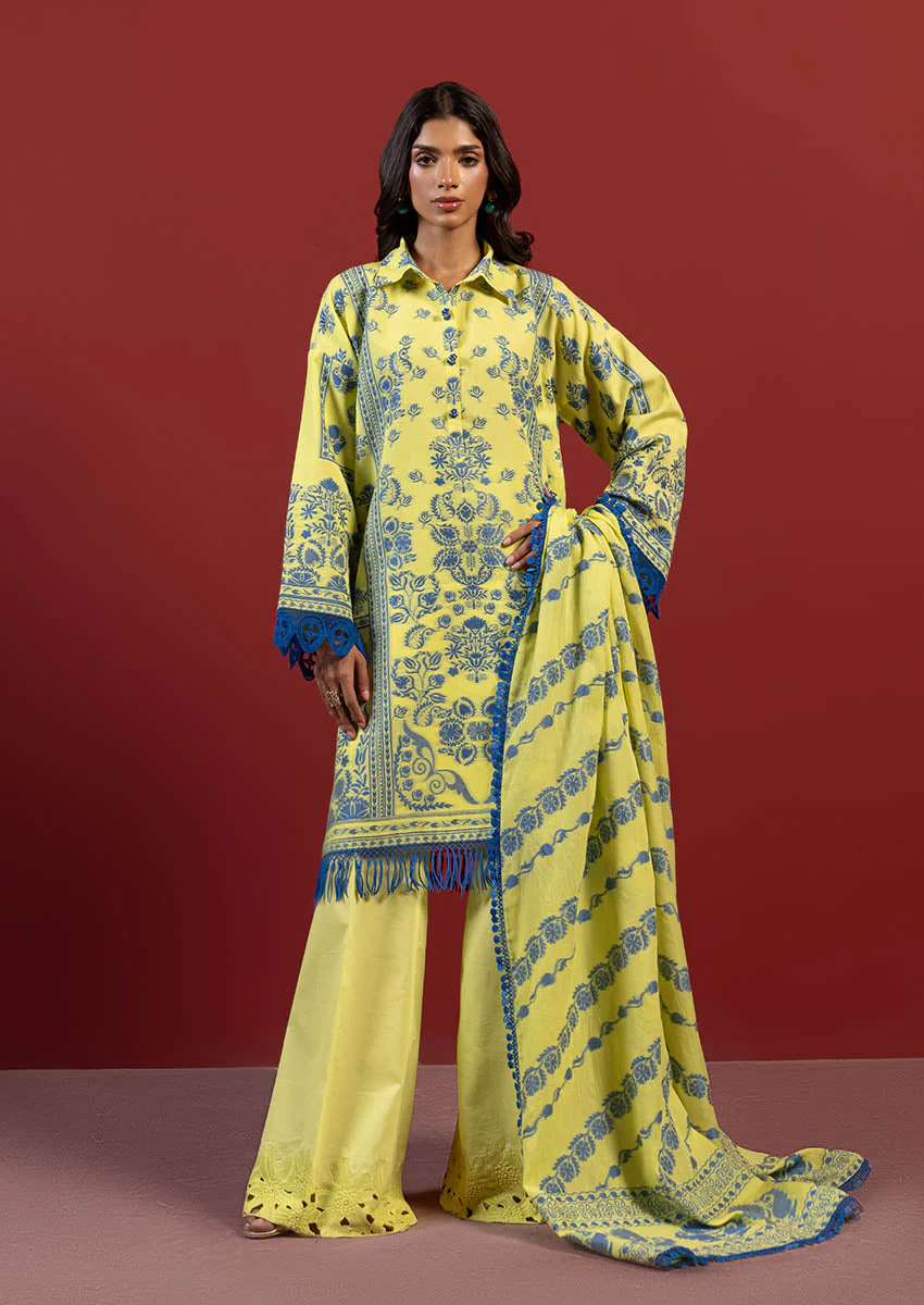 Bonanza L-Yellow-Jacquard-3 Pc (WUS25JD3034) Satrangi Winter Collection 2025
