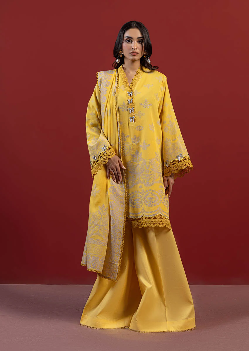 Bonanza Yellow-Jacquard-3 Pc (WUS25JD3027) Satrangi Winter Collection 2025
