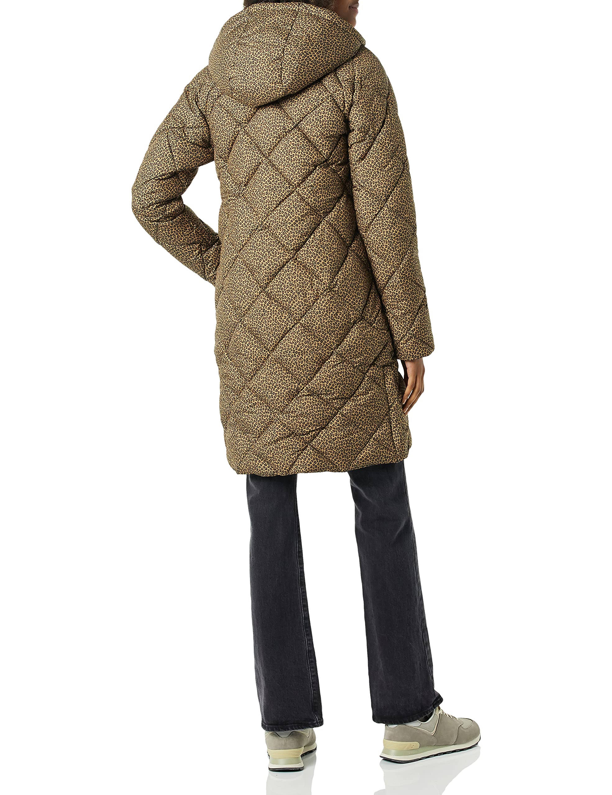 Camel Cheetah Women's Slim Diamond Quilted Knee-Length Puffer Coat - AmEss - Image 2