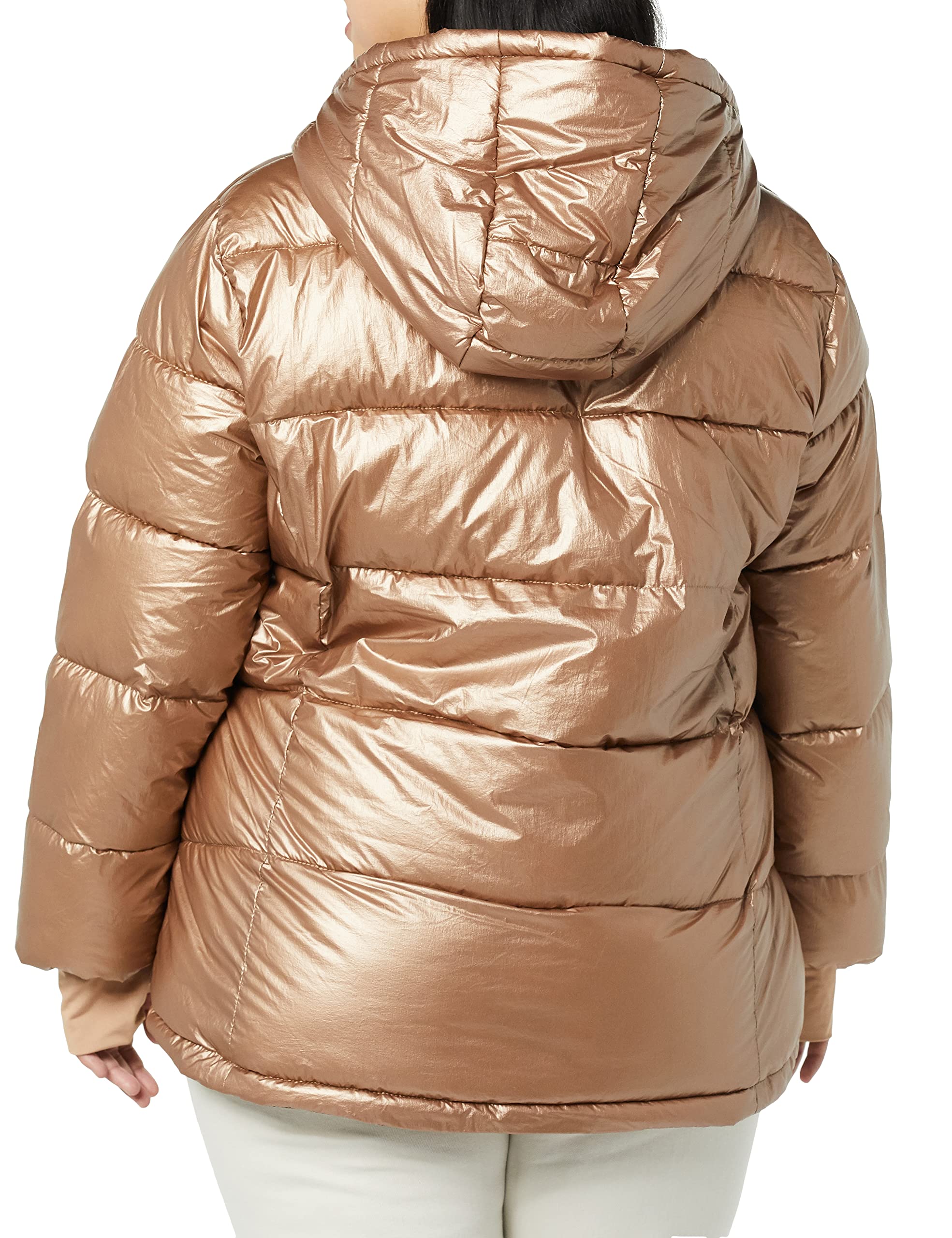 Camel Leopard Women's Long Puffer Coat - Lightweight & Warm - AmEss - Image 4