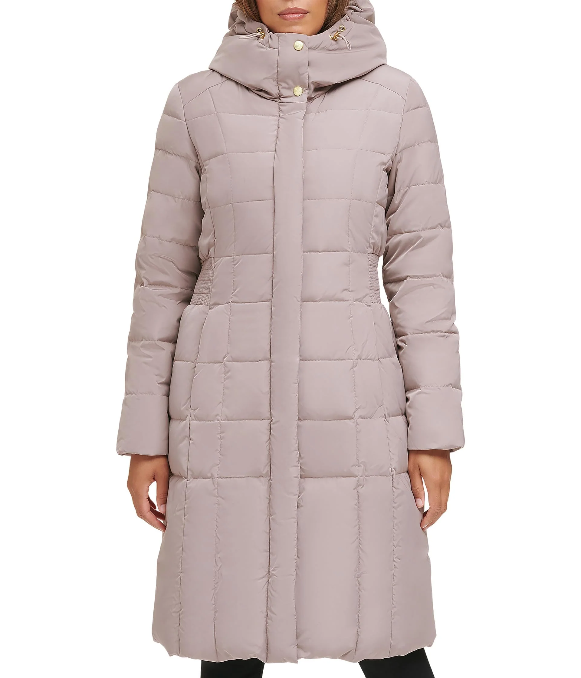 Cashew Grey Winter Essential Women's Hooded Down Coat, Knee-Length - Cole Haan